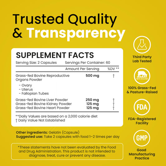 Beef Organ Supplement for Women – Grass Fed Liver, Uterus, Ovary, Heart, Kidney – 30+ Nutrients to Support Hormone Balance, Cycle Health, Energy, Immunity BloomeoUS supplements