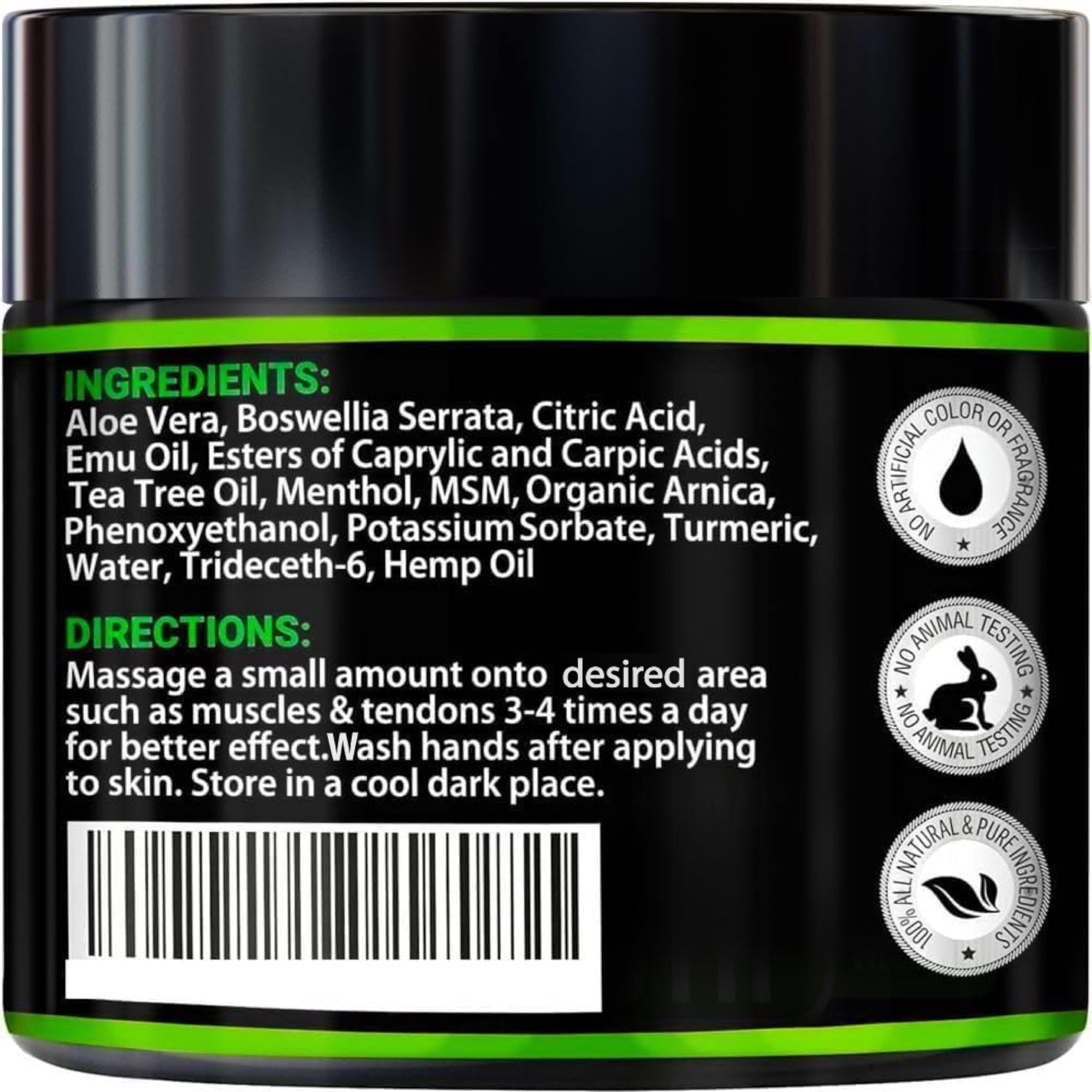 Hemp Cream - Maximum Strength - Natural Hemp Oil Extract Gel Rub with MSM - Glucosamine - Arnica - Turmeric - Maximum Strength - Formulated in USA - 3.9 oz Arvesa Au supplements