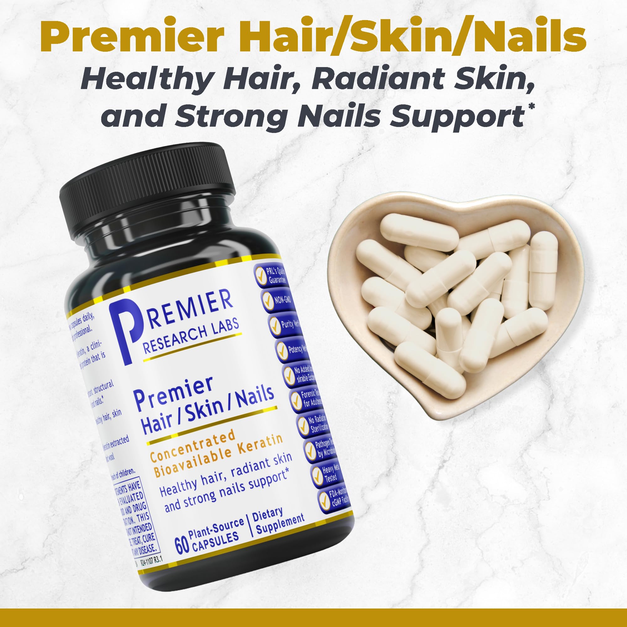 Premier Research Labs Premier Hair/Skin/Nails - Hair Growth Supplement for Women & Men with Keratin, Vitamins for Hair Growth, Beauty from Within for Hair, Skin and Nails - 60 Vegetarian Capsules Premier Research Labs Au supplements