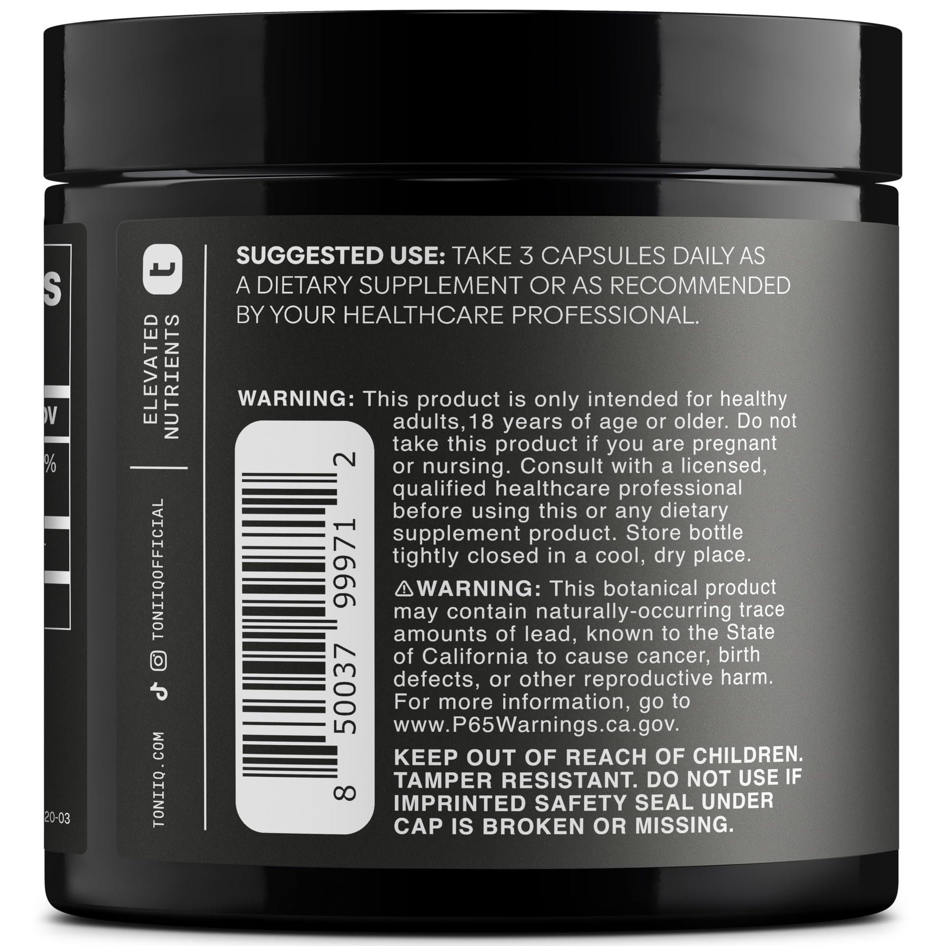 Toniiq 1500mg Ultra High Purity Ca AKG Supplement - 99%+ Highly Purified and Bioavailable Calcium Alpha-Ketoglutarate - Calcium AKG Longevity Supplement - 120 Ca-AKG Vegetarian Capsules Toniiq Au supplements