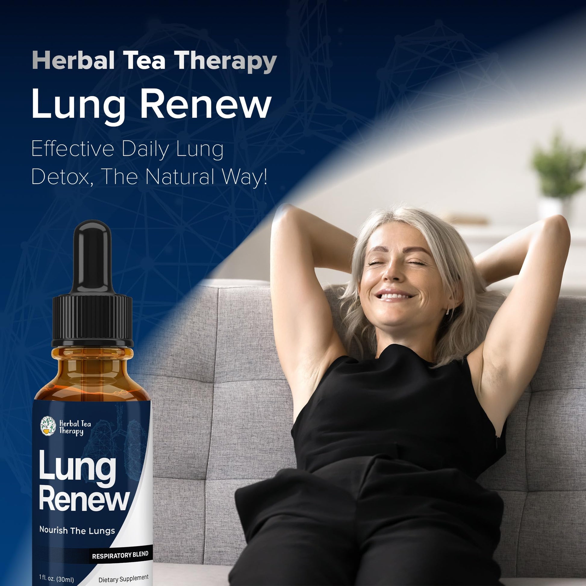 Herbal Tea Therapy Lung Renew Mullein Drops for Lungs (1 fl. oz.): Peppermint, Thyme, & Mullein Leaf Extract for Lungs Detox & Daily Respiratory Comfort - GMO-Free & Made in USA Herbal Tea Therapy Au supplements