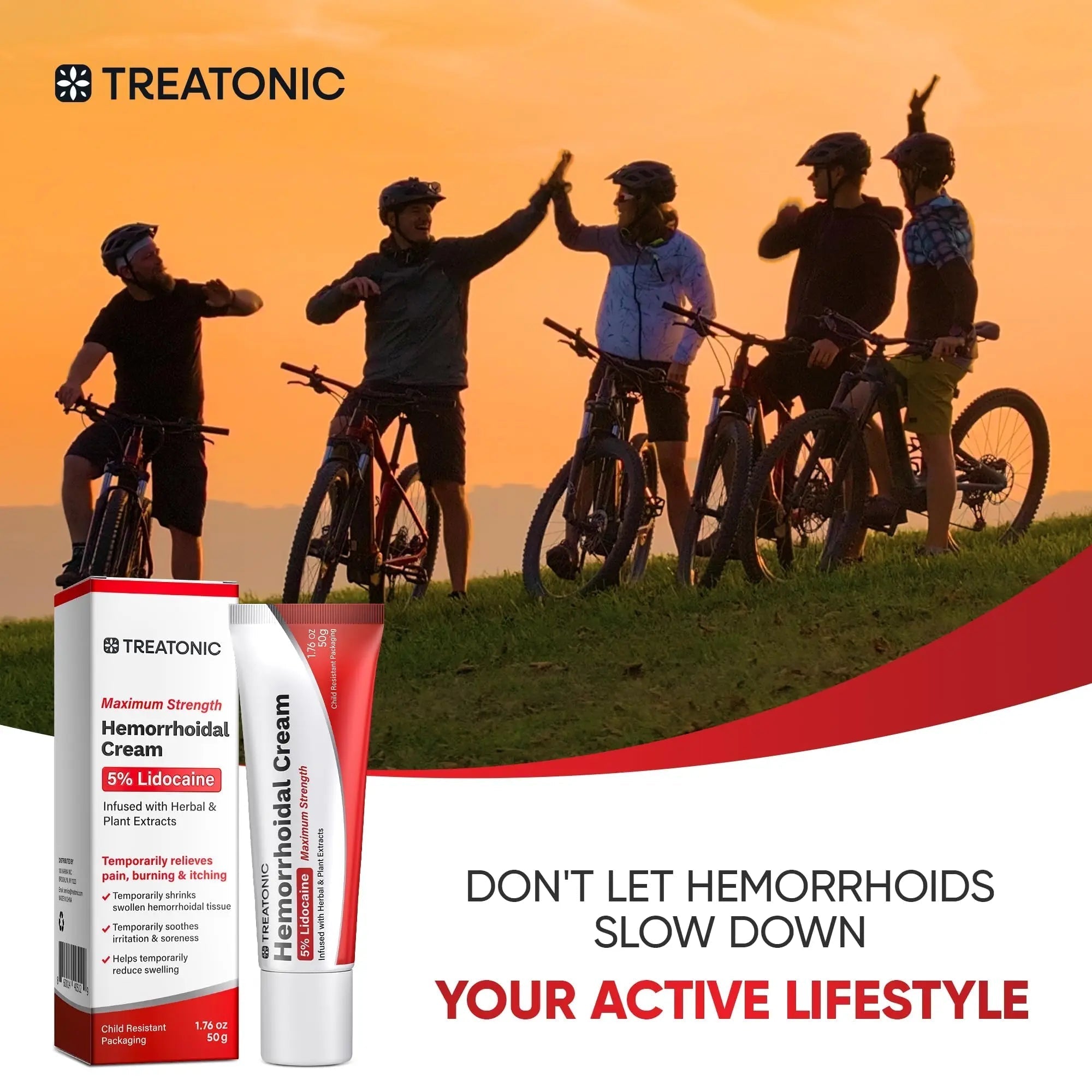Treatonic Hemorrhoid Treatment Cream: 5% Lidocaine Hemorrhoid Cream for Numbing Relief of Pain, Burning, Itching, Discomfort, & Swelling - Fissure & Hemorrhoids - 1.76 oz Treatonic Au supplements