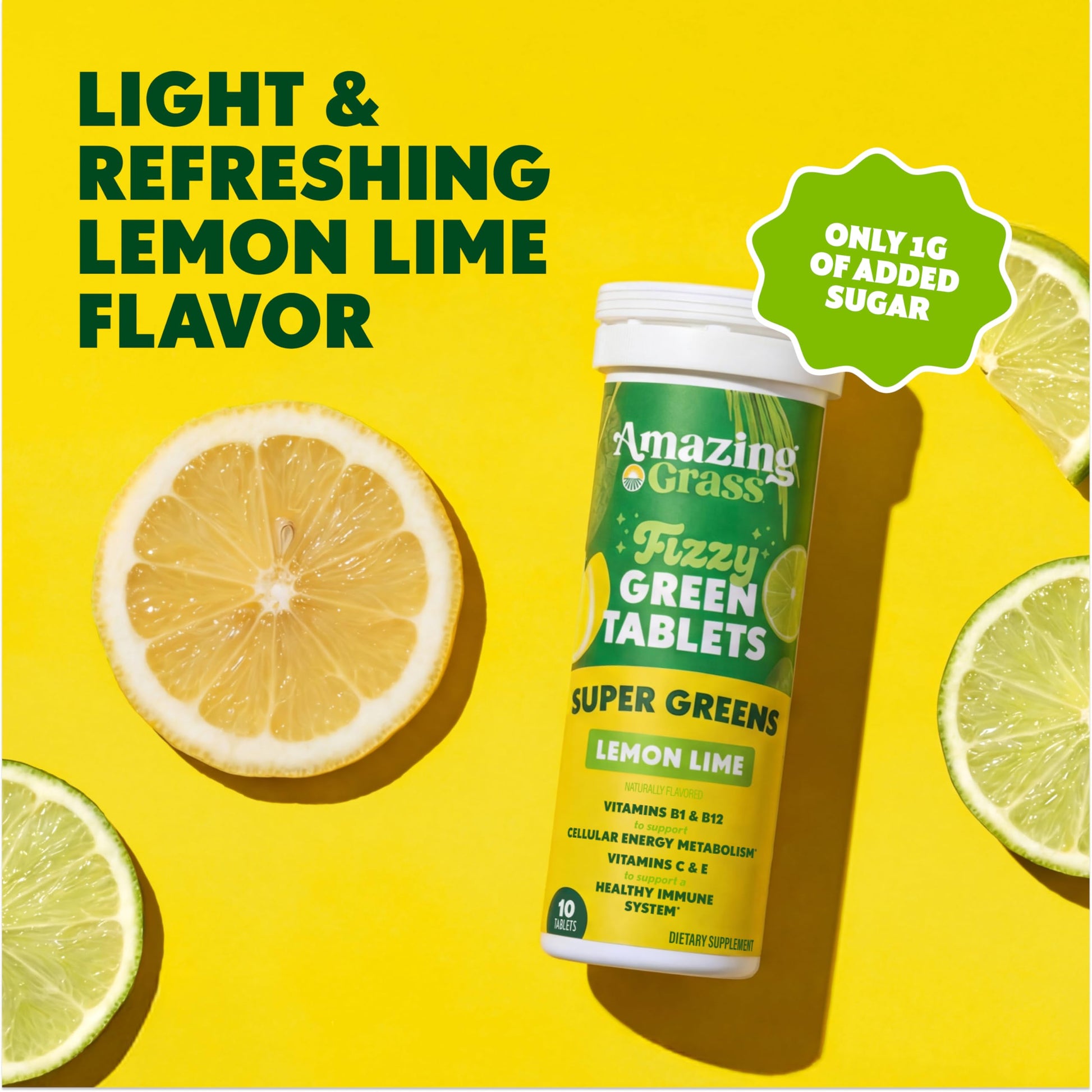 Amazing Grass Effervescent Tablets: Green Superfood Water Flavoring Tablet with Antioxidants & Alkalizing Greens, Lemon Lime, 60 Count Amazing Grass Au supplements