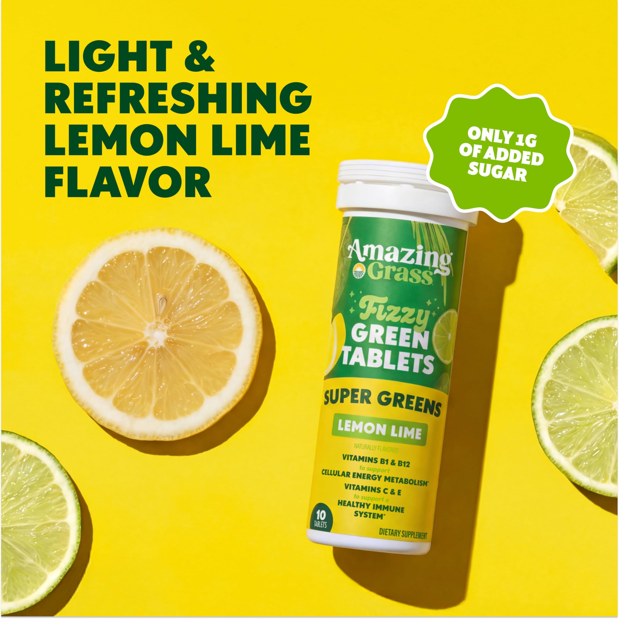 Amazing Grass Effervescent Tablets: Green Superfood Water Flavoring Tablet with Antioxidants & Alkalizing Greens, Lemon Lime, 60 Count Amazing Grass Au supplements