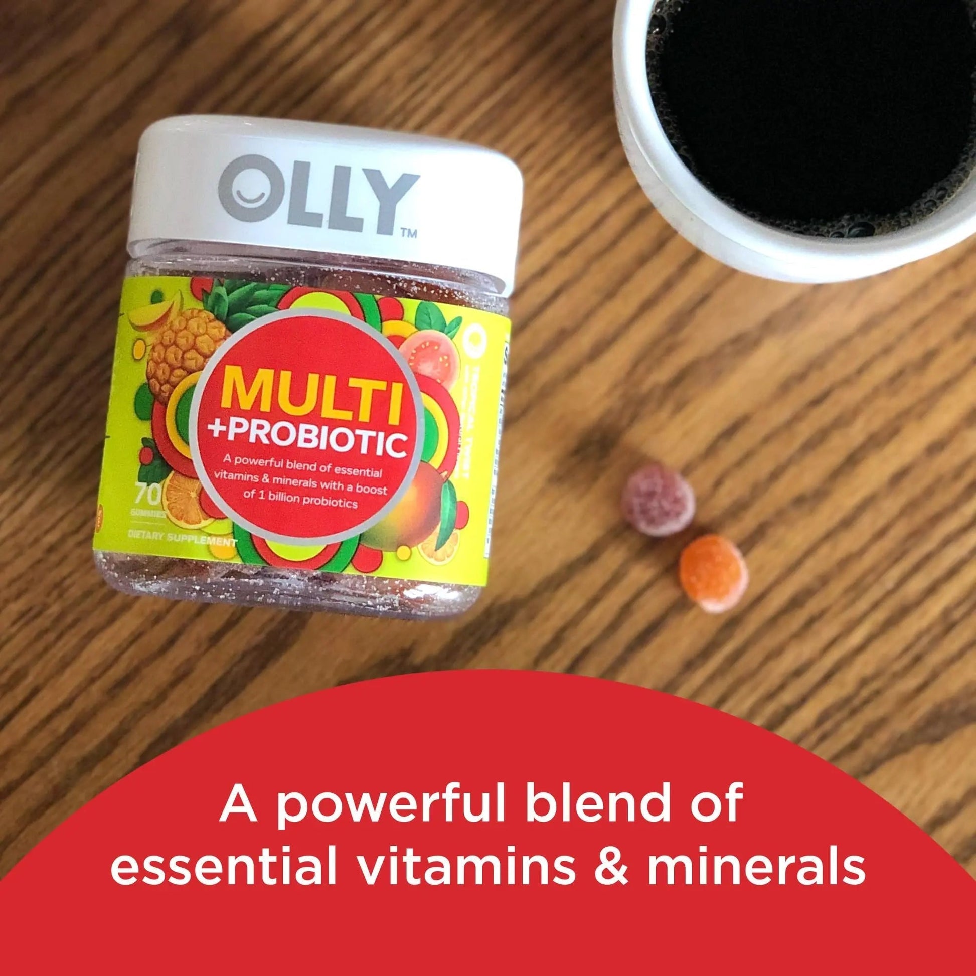 OLLY Multi + Probiotic Adult Multivitamin Gummy, 1 Billion CFUs, Digestive and Immune Support & Metabolism Gummy Rings, Apple Cider Vinegar, Vitamin B12, Chromium, Energy and Digestive Health OLLY Au supplements