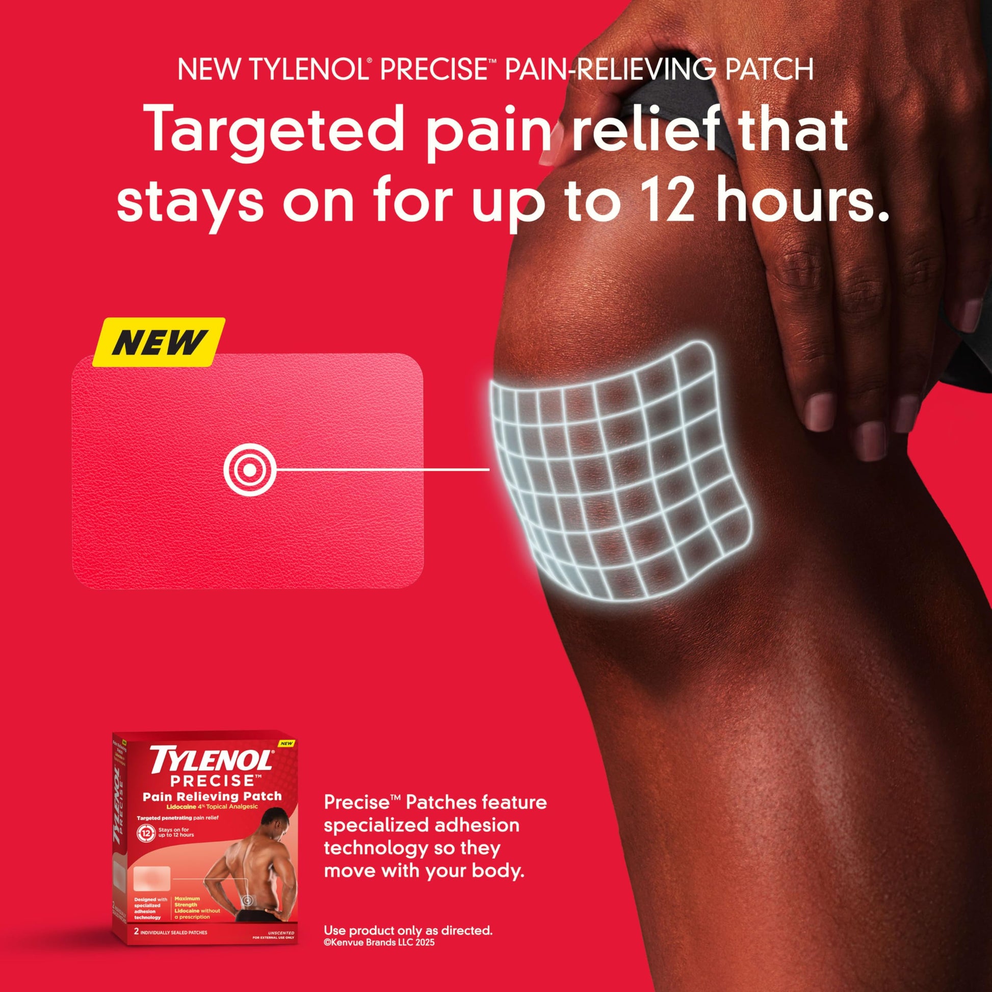 Tylenol Precise Pain Relieving Patches, Large Topical Analgesic Patches + Maximum OTC Strength Lidocaine Penetrates, Targeted Relief Ideal for Shoulder, Back & Knee Pain, Unscented, 4 ct Tylenol Au supplements