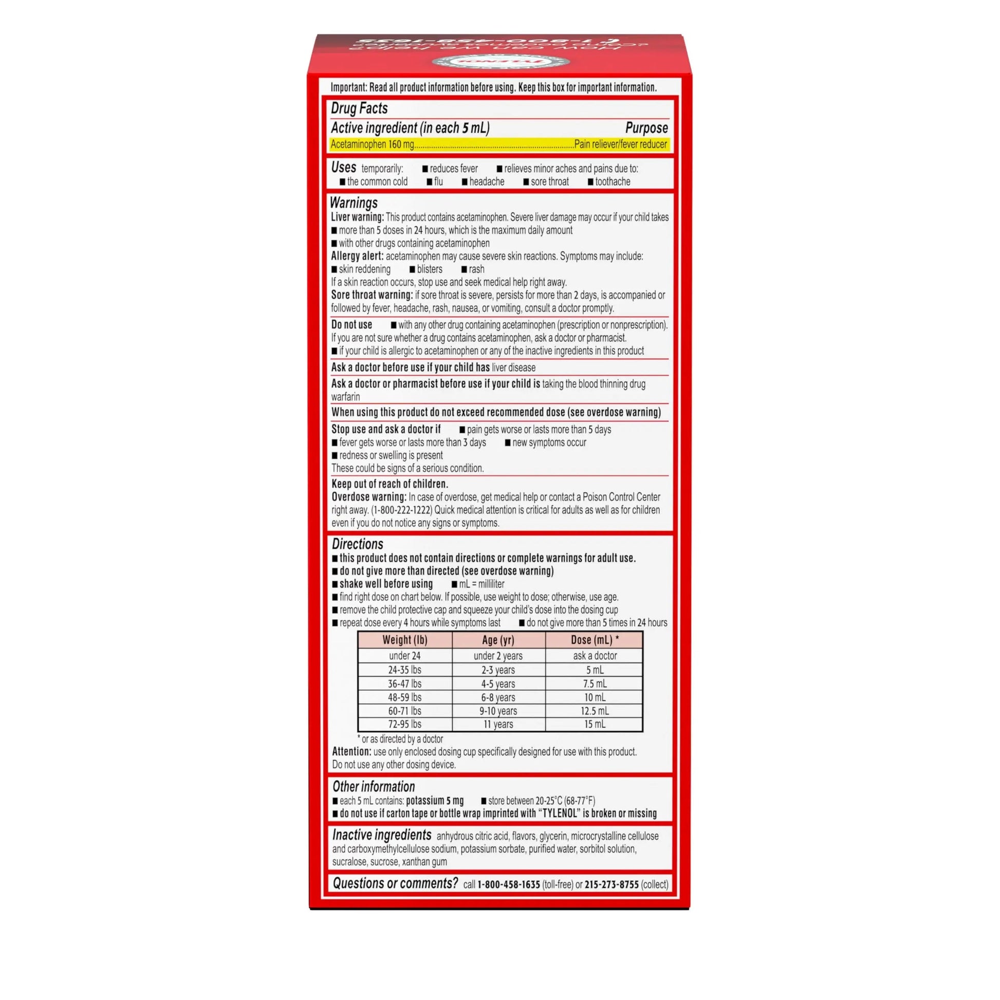 Children's Tylenol Liquid Pain Relief & Fever Medicine, Oral Suspension, Dye-Free, Acetaminophen, No Aspirin, No Ibuprofen, No High Fructose Corn Syrup; Cherry Flavor, 8 fl. oz.; Pack of 1 Tylenol Au supplements