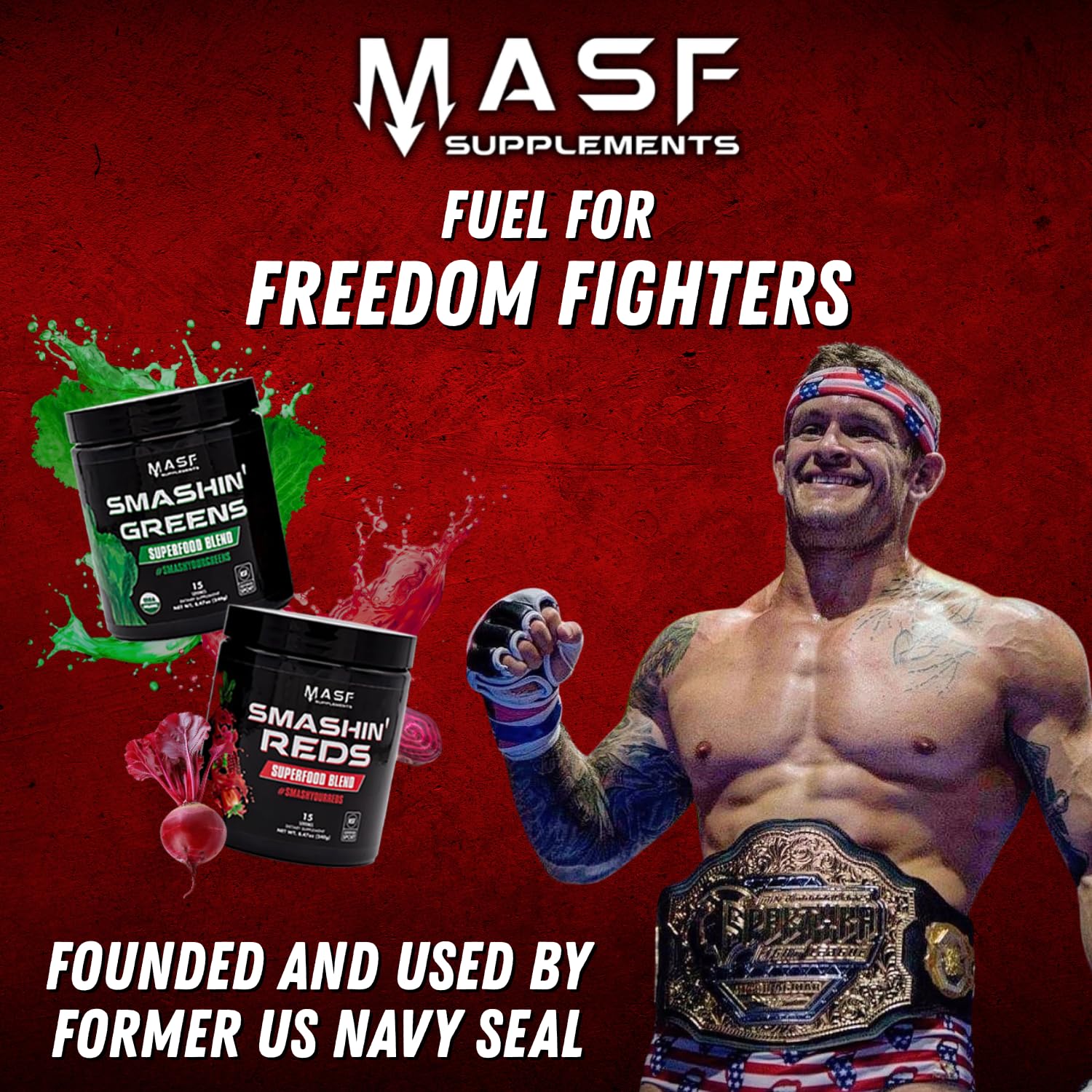MASF Smashin' Reds Organic Superfood Supplements - 15 Servings - NSF Sport, Super Reds for Digestive Health, Energy, Endurance, Beet Root, Maca, Turmeric, Ginger, Acai, Nitric Oxide Production MASF Au supplements