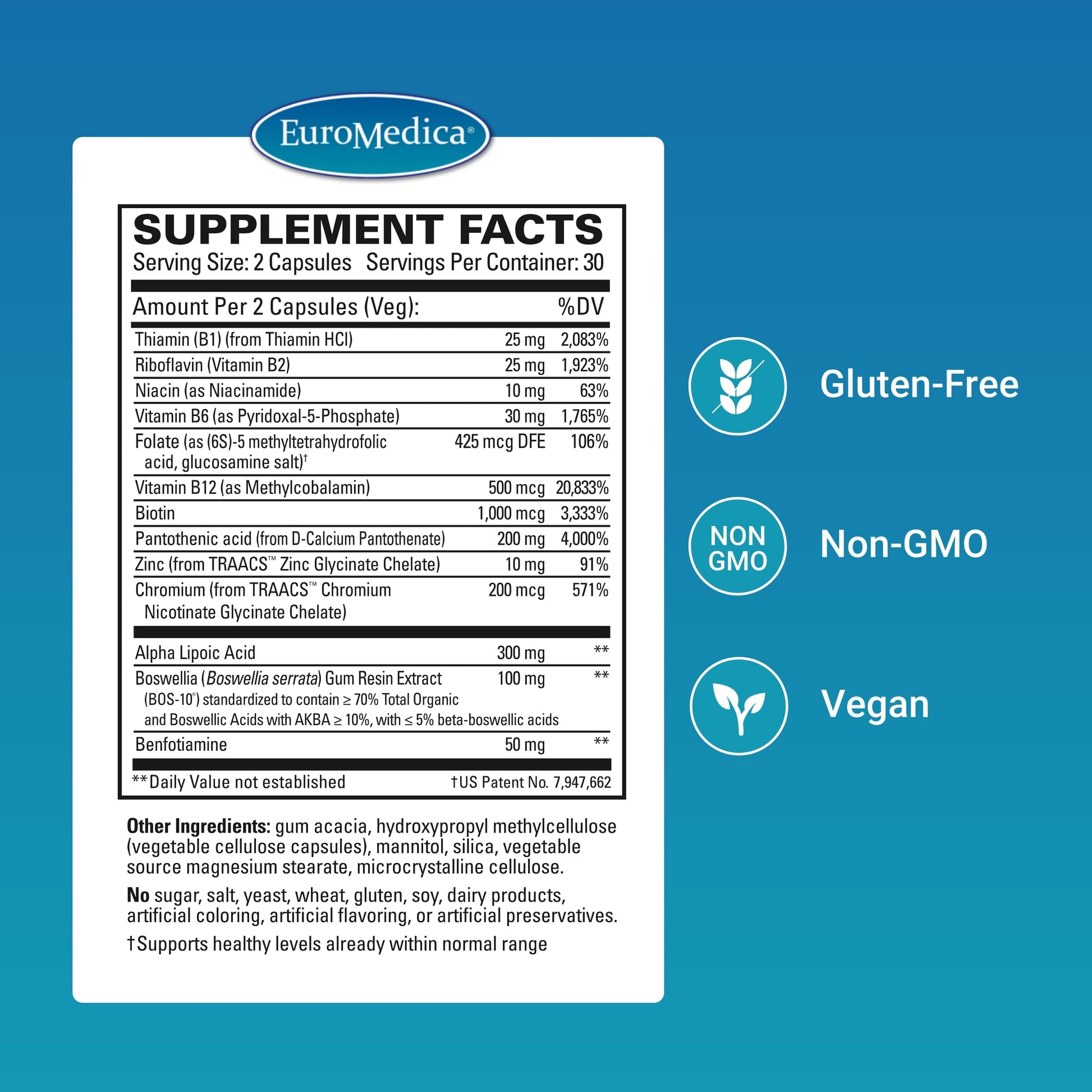EuroMedica Nerve Complex - Herbal Supplement with Bioactive Vitamin B12 - Circulation & Nerve Health Support Supplement - Vegan Capsules with Boswellia Serrata - 60 Capsules EuroMedica Au supplements