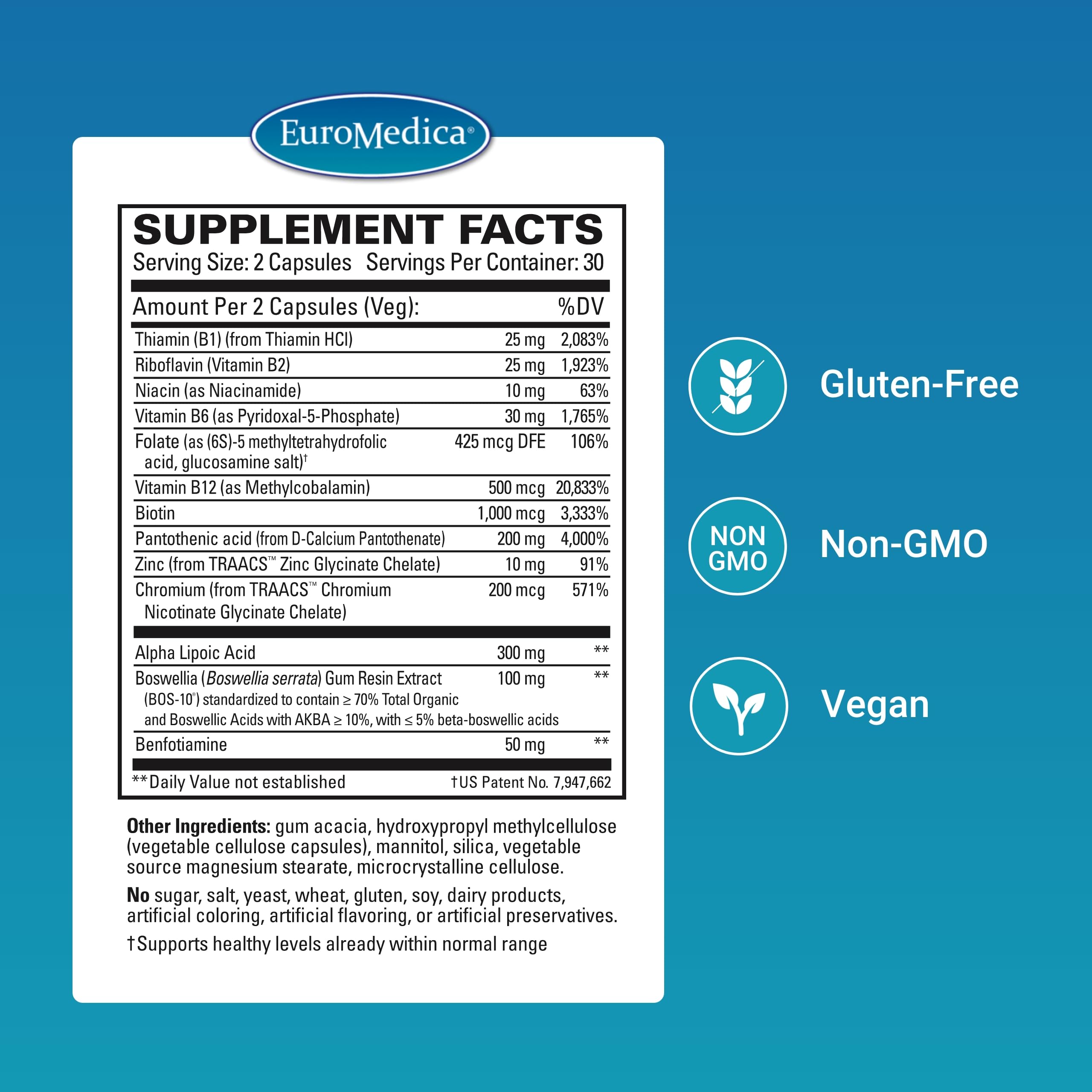 EuroMedica Nerve Complex - Herbal Supplement with Bioactive Vitamin B12 - Circulation & Nerve Health Support Supplement - Vegan Capsules with Boswellia Serrata - 60 Capsules EuroMedica Au supplements