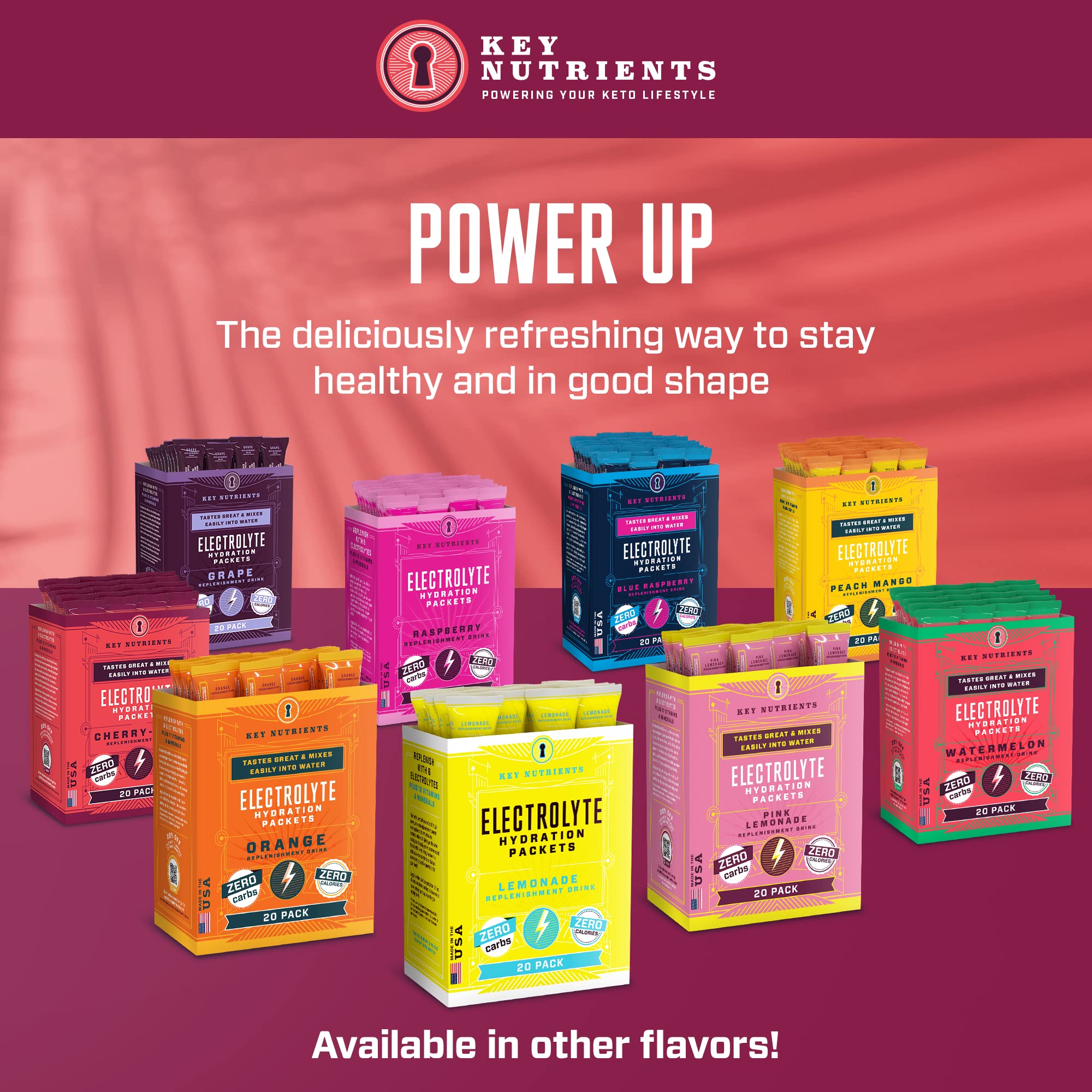 KEY NUTRIENTS Multivitamin Electrolytes Powder Packets - Sweet Cherry-Pom 20 Pack KEY NUTRIENTS Au supplements