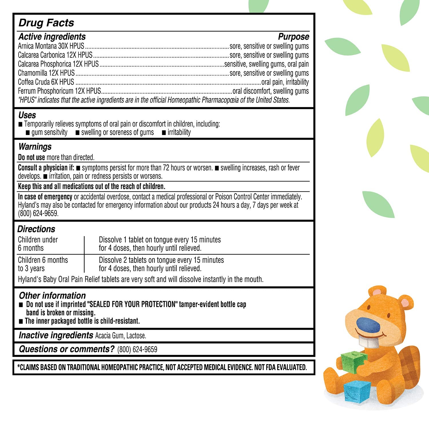 Hyland's Baby Oral Pain Relief Tablets, 125 Count Each (4) Hyland's Au supplements