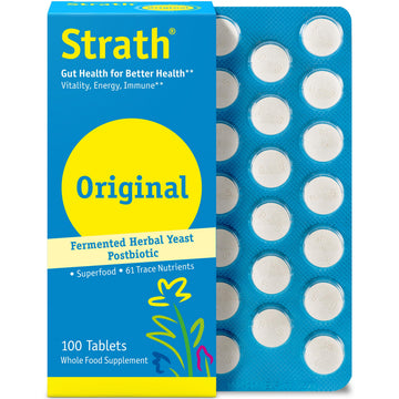 Strath Nutritional Yeast Tablets - Vegetarian, Lactose Free, Artificial Additive Free - Digestive Support, Nutrient Absorption - Unflavored Daily Supplement - Prebiotic and Postbiotic Bio-Strath Au supplements