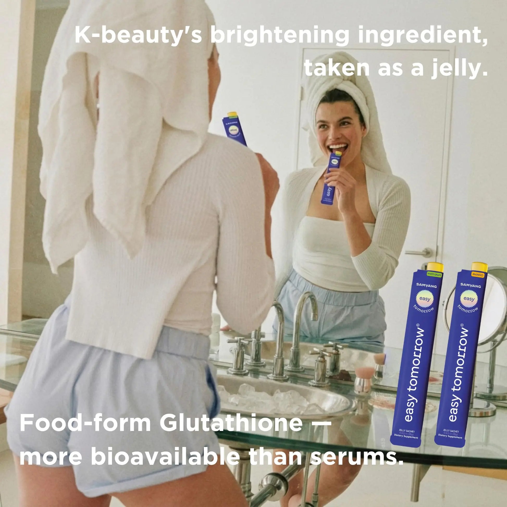 EASY TOMORROW - Natural Energy & Morning Vitality Jelly Stick - Daily Korean Skin Health Supplement & After Drinking Support with DHM & Glutathione - K-Beauty Inspired (White Grape Flavor, 20 Sticks) EASY TOMORROW Au supplements