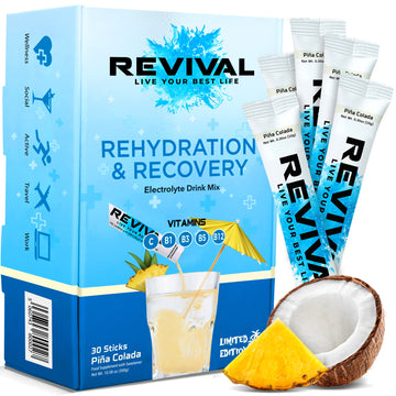 Revival Rapid Rehydration, Electrolytes Powder - High Strength Vitamin C, B1, B3, B5, B12 Revival Shots Au supplements