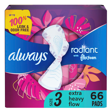 Always Radiant Feminine Pads For Women, Size 3 Extra Heavy Absorbency, With Flexfoam Always Au supplements