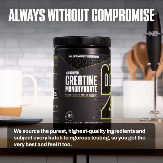 NutraBio Pure Micronized Creatine Monohydrate Powder Supplement, Unflavored, (300 g) - Supports Bulk Muscle Energy, Recovery, and Strength - HPLC Tested Creatine