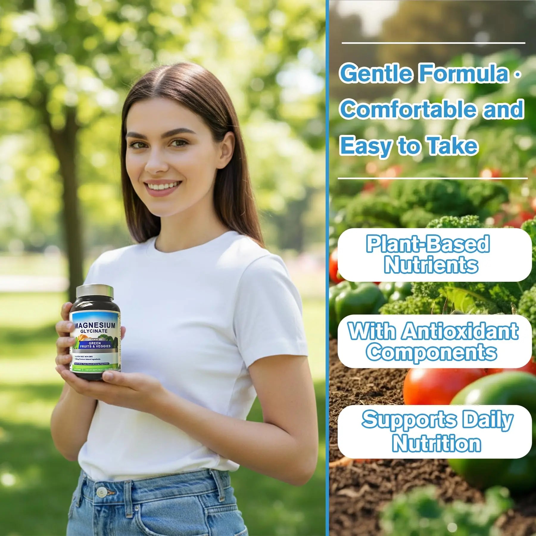 Magnesium Glycinate 500mg with Vitamin D3 – High Absorption Magnesium Supplement with Veggies Design – Supports Bone & Muscle Function and Energy – Non-GMO, Gluten-Free – 120 Veg Capsules FrexNutri Au supplements