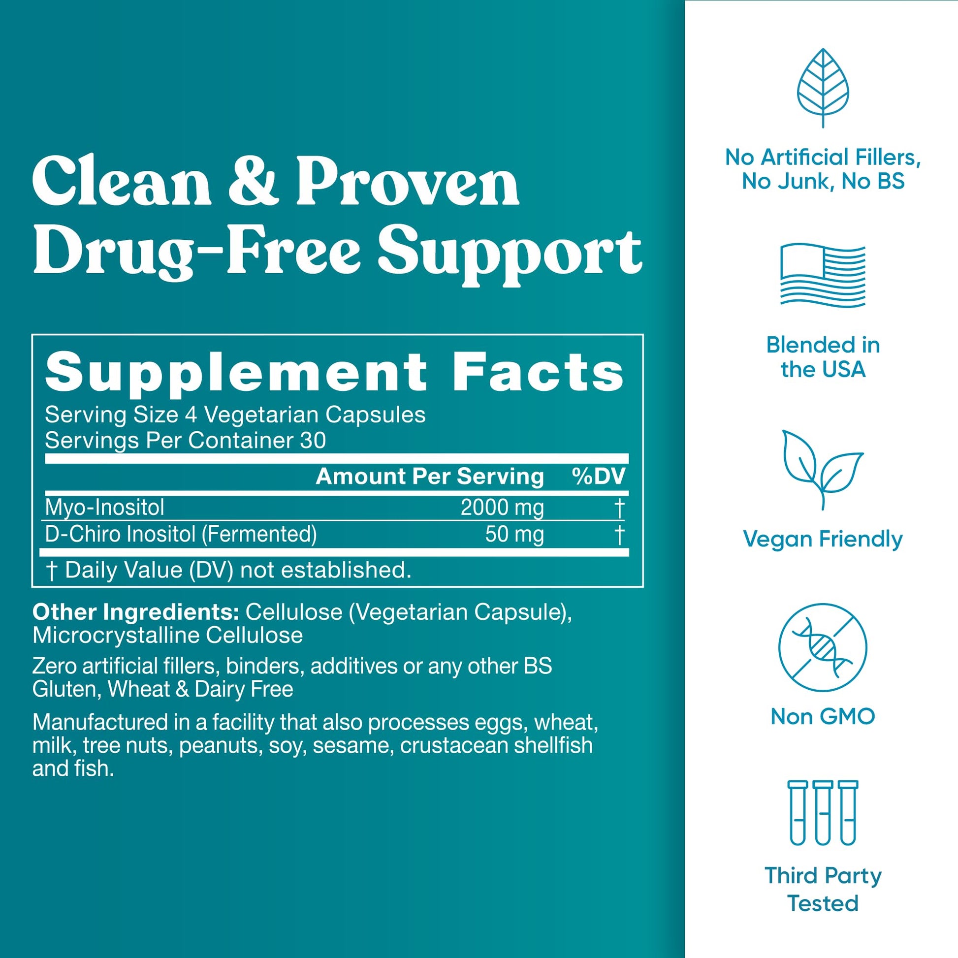 Regulate Cycle Support – Hormone Balance for Women at Optimal 40:1 Myo-Inositol 2000 mg & D-Chiro Inositol 50 mg – Supplement for Period Consistency, Menstrual & Ovulation Support – 120 Vegan Capsules Eu Natural Au supplements