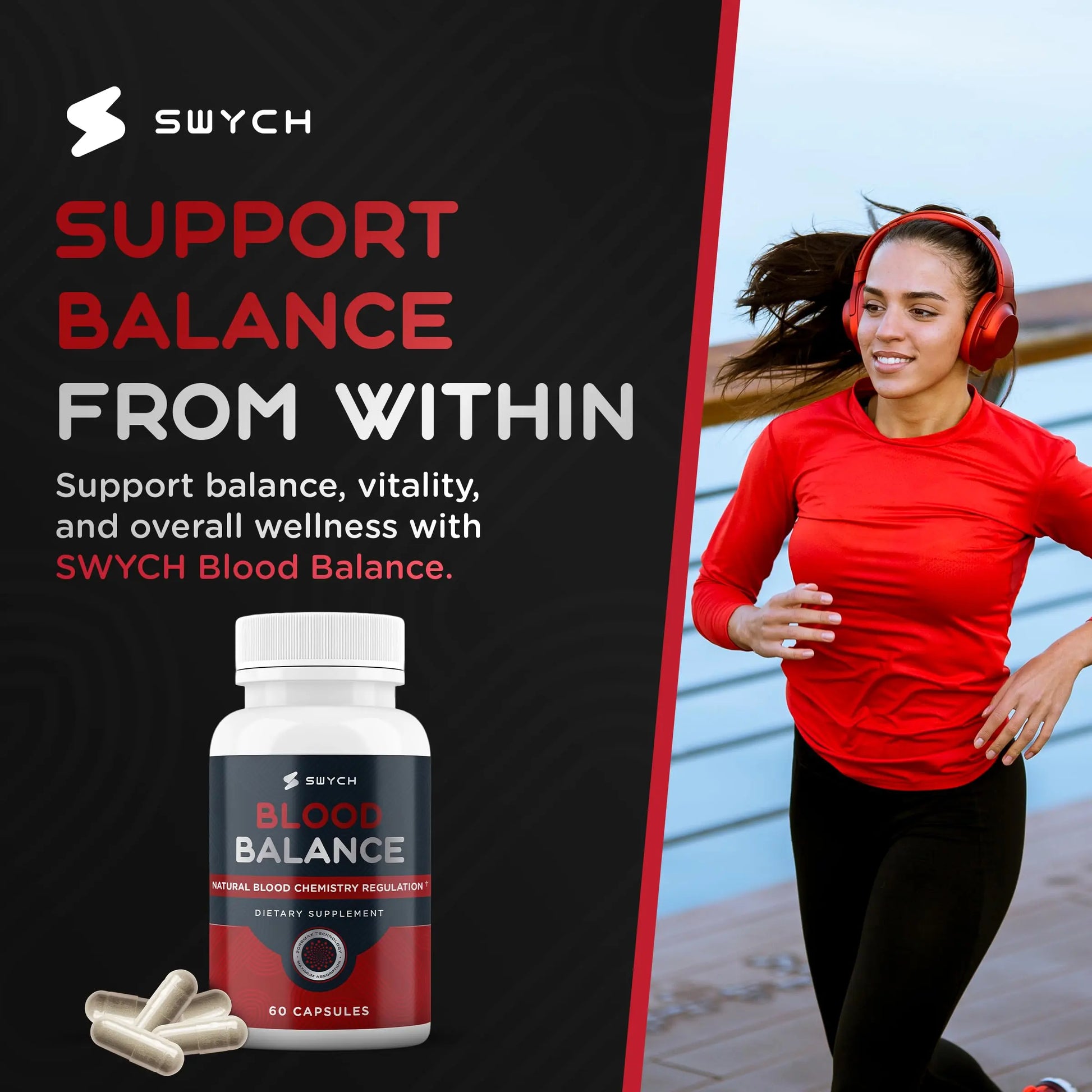 Blood Balance Supplement for Healthy Blood Support, Circulation, Metabolism & Vitality | Energy Formula with Premium Ingredients | Holistic Products to Support Cardiovascular Function – 60 Capsules SWYCH Au supplements