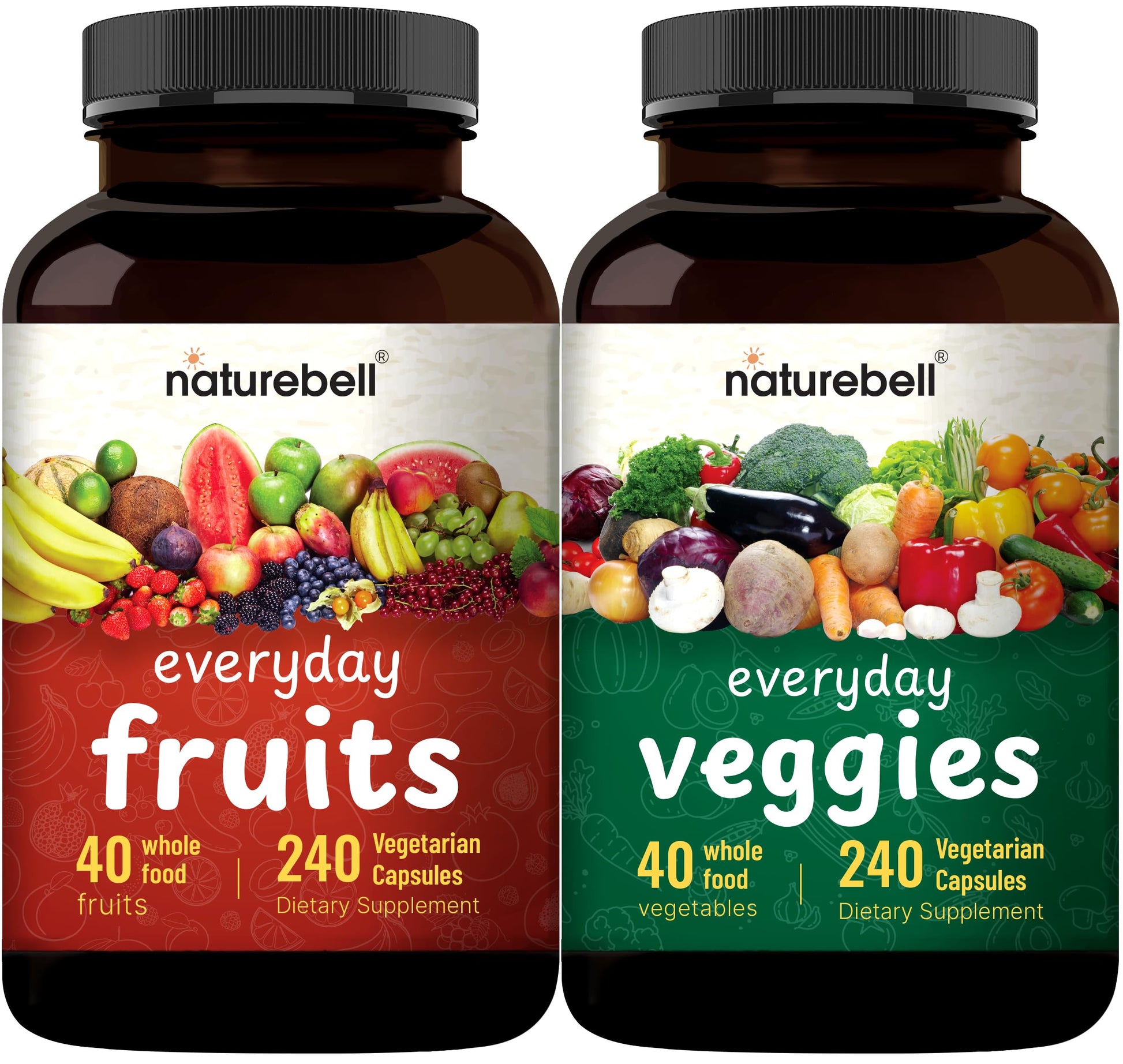 Fruit and Veggies Supplement – 480 Total Vegetarian Capsules | Balance of Natural 40 Whole Fruits & Veggies Blend | Fresh Superfood Formula with Vitamins and Minerals – Non-GMO NatureBell Au supplements