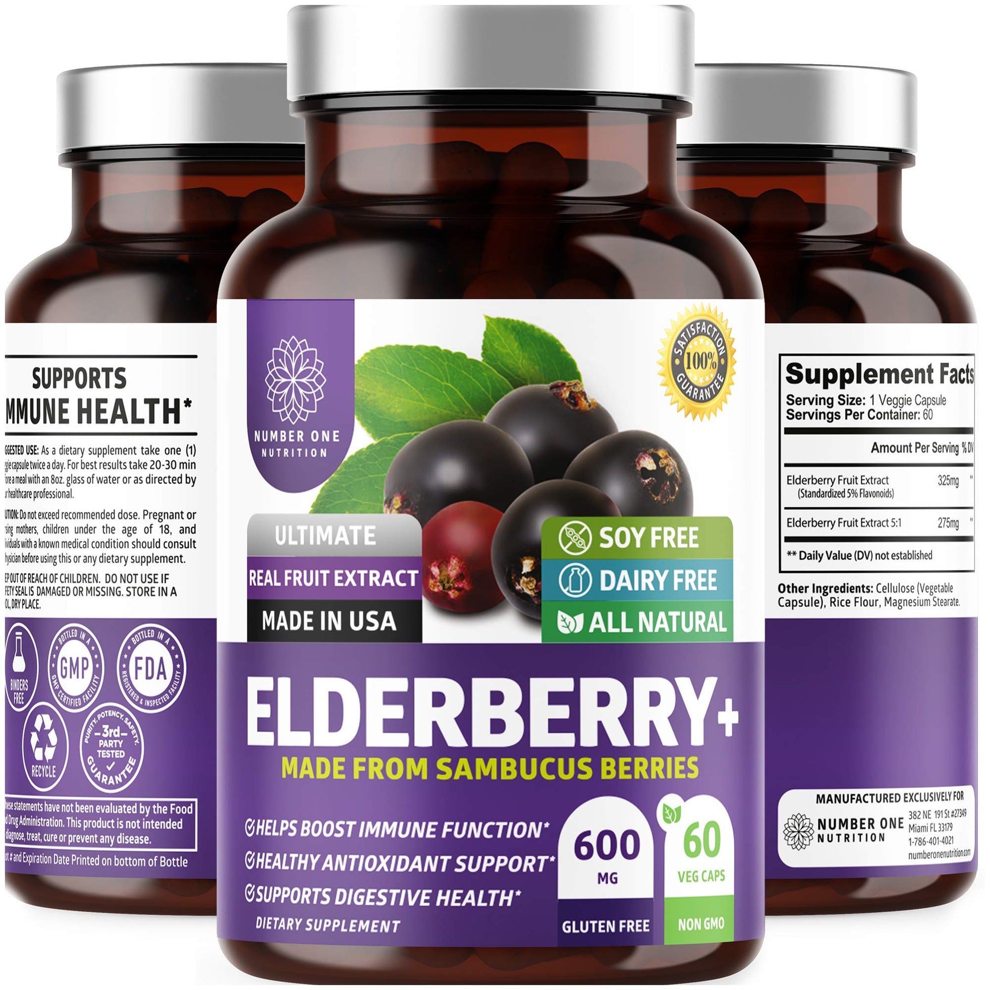 N1N Premium Black Elderberry Capsules for Adults [Max Strength] Pure and Potent Elderberry from Sambucus Nigra to Support Immunity & Skin Health, Non-GMO, Gluten Free, 60 Veg Caps Number One Nutrition Au supplements