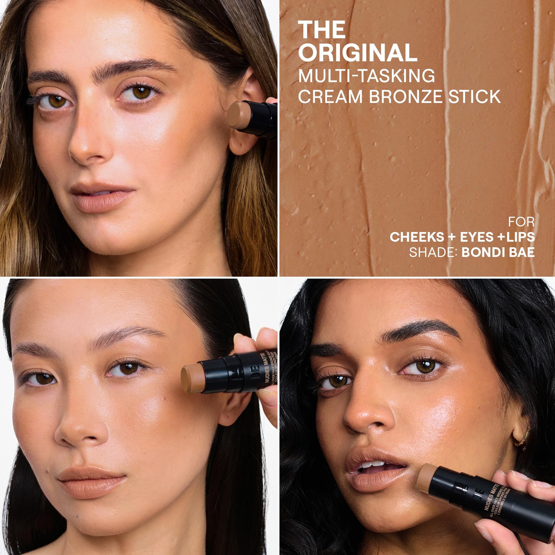 Nudestix Nudies Bronze All Over Matte Bronzing Stick – 3-in-1 Cream Bronzer for Cheeks, Eyes & Lips with Built-In Brush | Natural Contour & Sun-Kissed Glow | Bondi Bae Nudestix Au supplements