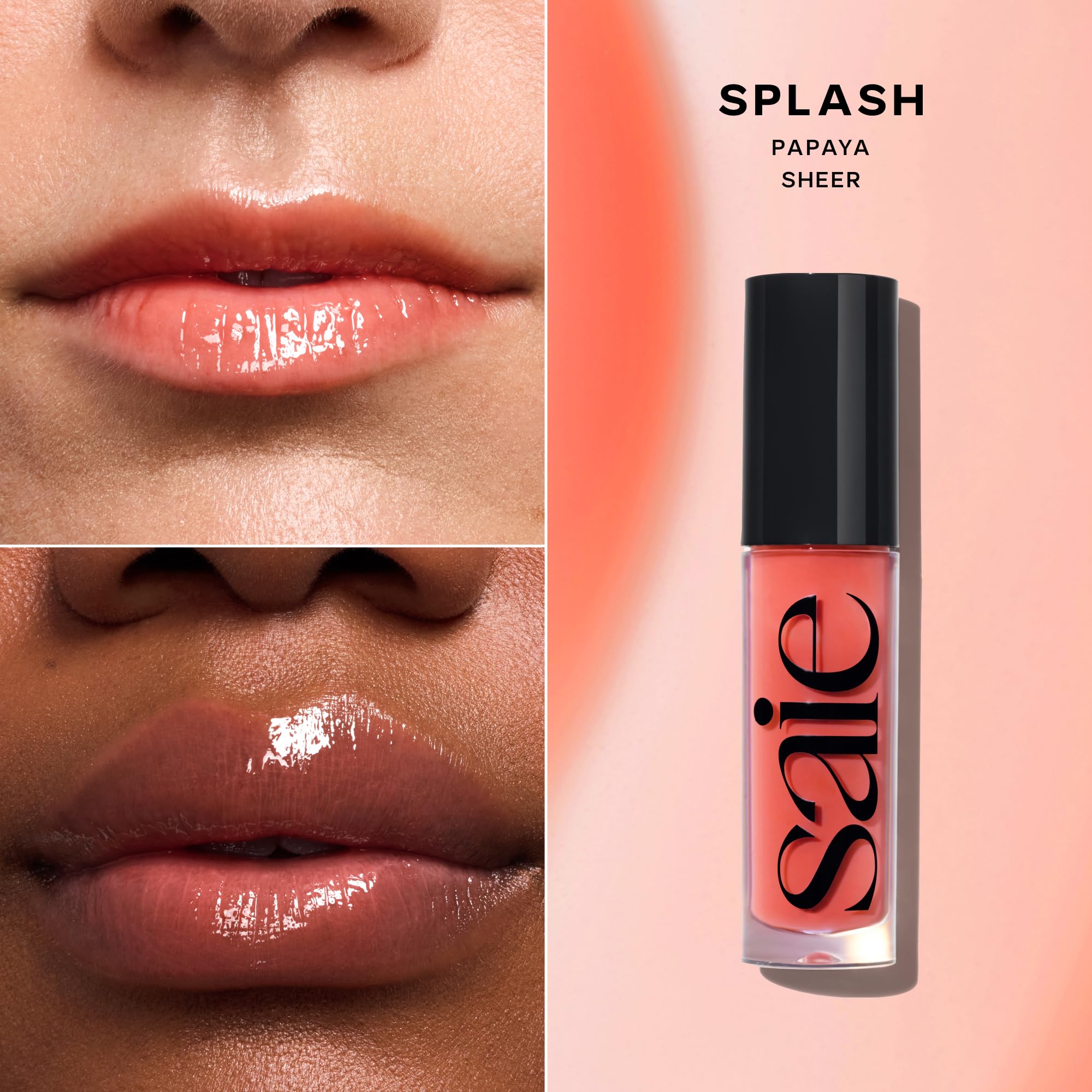 Saie Dewy Glow Duo - Dew Liquid Blush - (.40 oz, Hottie), Glossybounce Lip Gloss-Oil Hybrid (.17 oz, Splash) - Hydrating, Vegan Makeup for Radiant Cheeks & Lips Saie Au supplements
