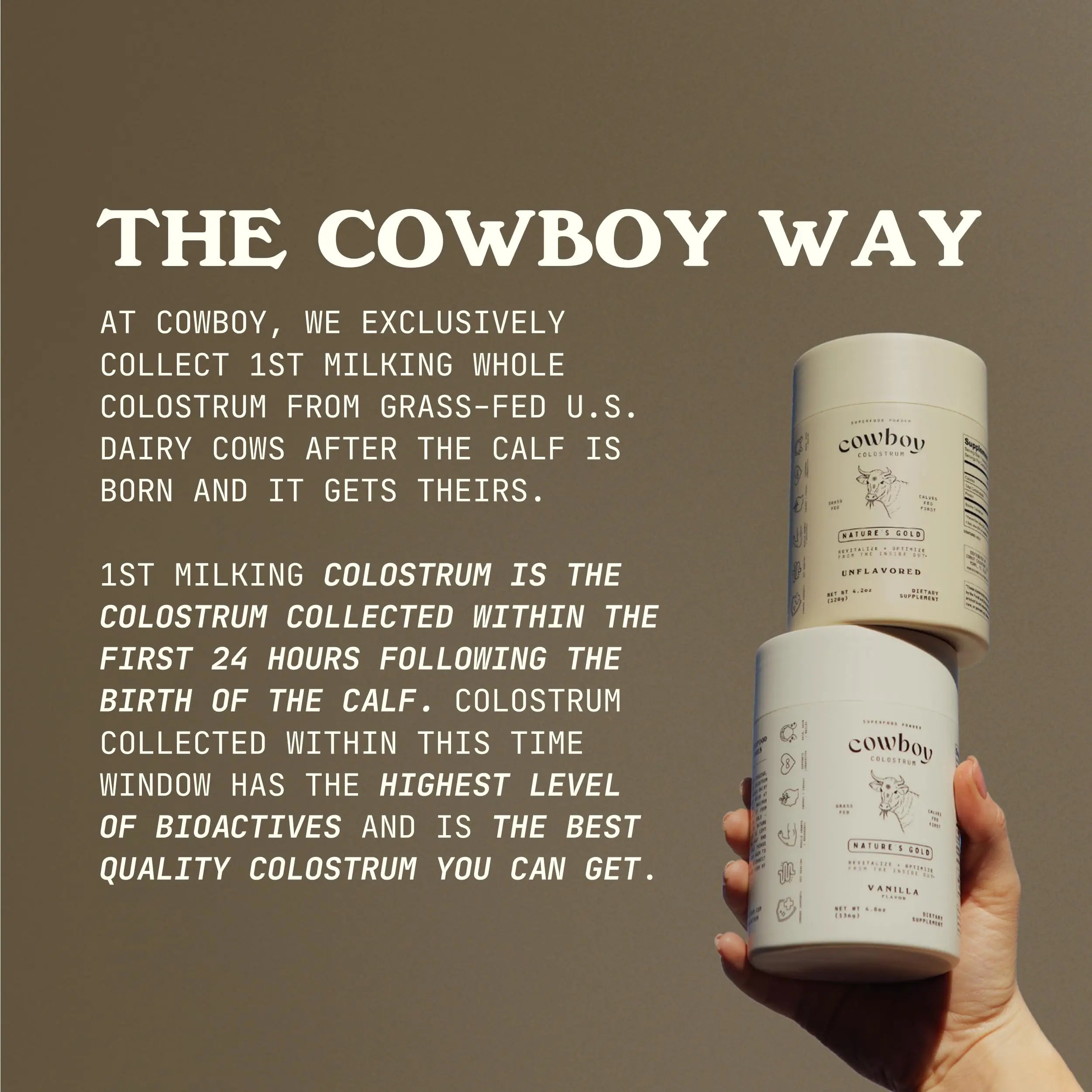Cowboy - The Exclusive 1st Milking, Whole, Grass Fed Colostrum Supplement for Full Body Health - Sugar Free Bovine Colostrum Powder Packed with Bioactive(Vanilla & Chocolate) Nutrients COWBOY COLOSTRUM Au supplements