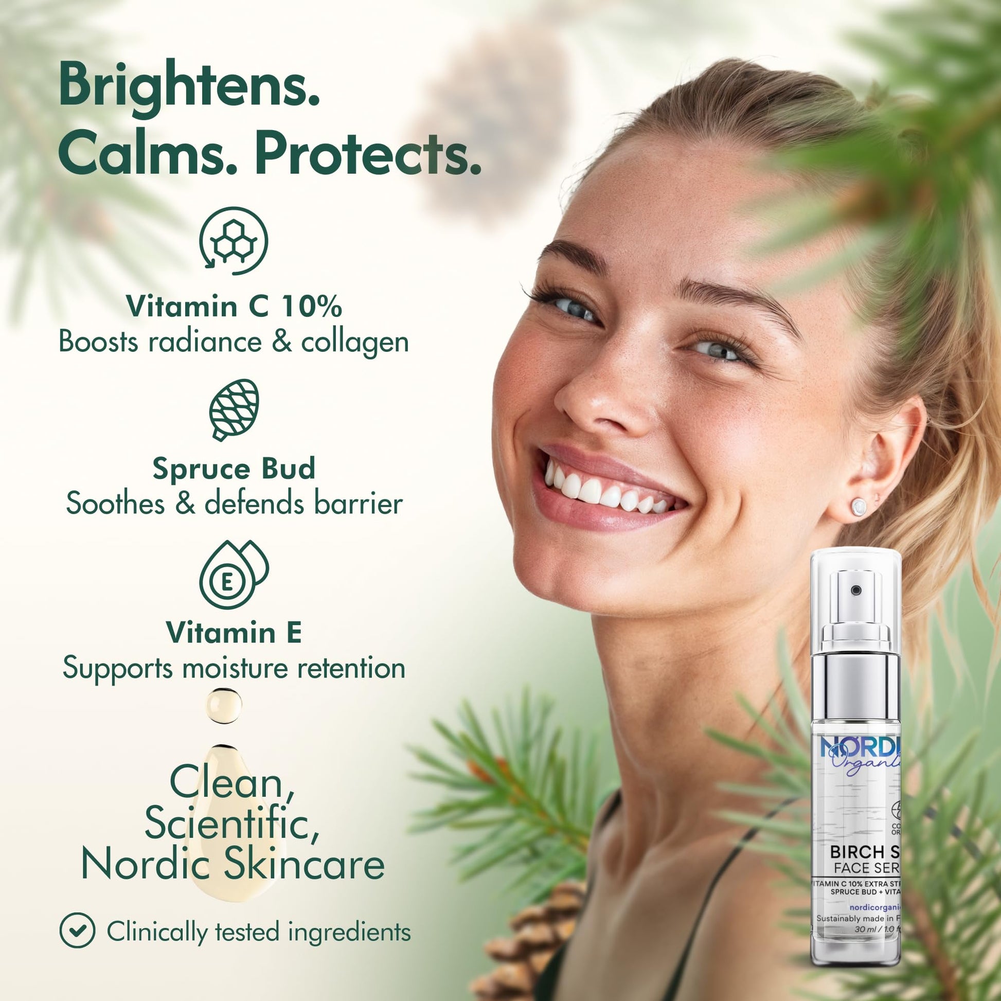 Nordic Organic Birch Sap Face Mist – COSMOS Certified Organic Formula with Hyaluronic Acid & Chaga Mushroom, Fragrance Free, Made in Finland 3.38 oz (100 ml), 1 Bottle Nordic Organic Au supplements