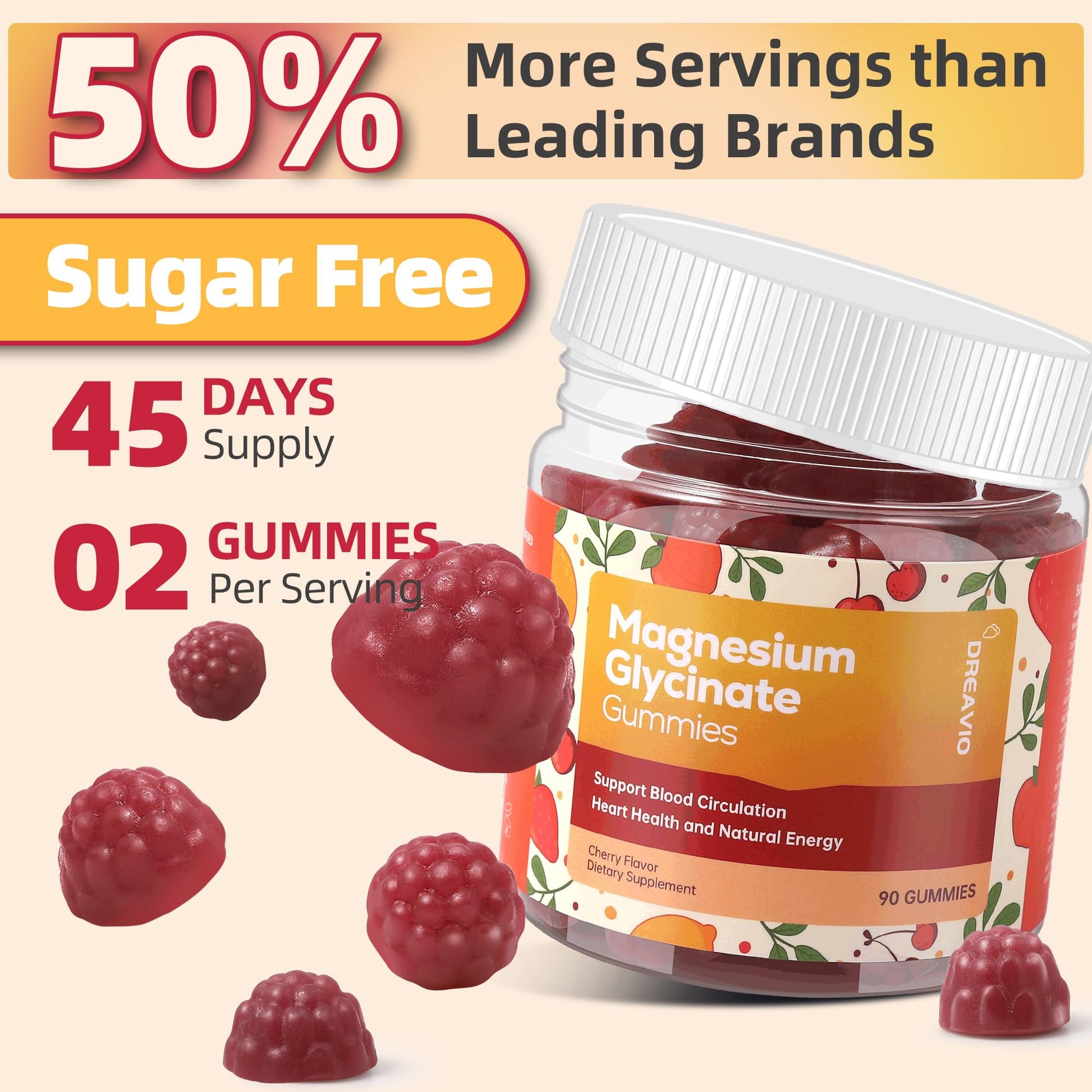 DREAVIO 90 Count Magnesium Glycinate Gummies 400mg w/Ashwagandha Supplement - Sugar Free Zinc Magnesium Glycinate Supplement Ashwagandha Gummies for Adults DREAVIO Au supplements