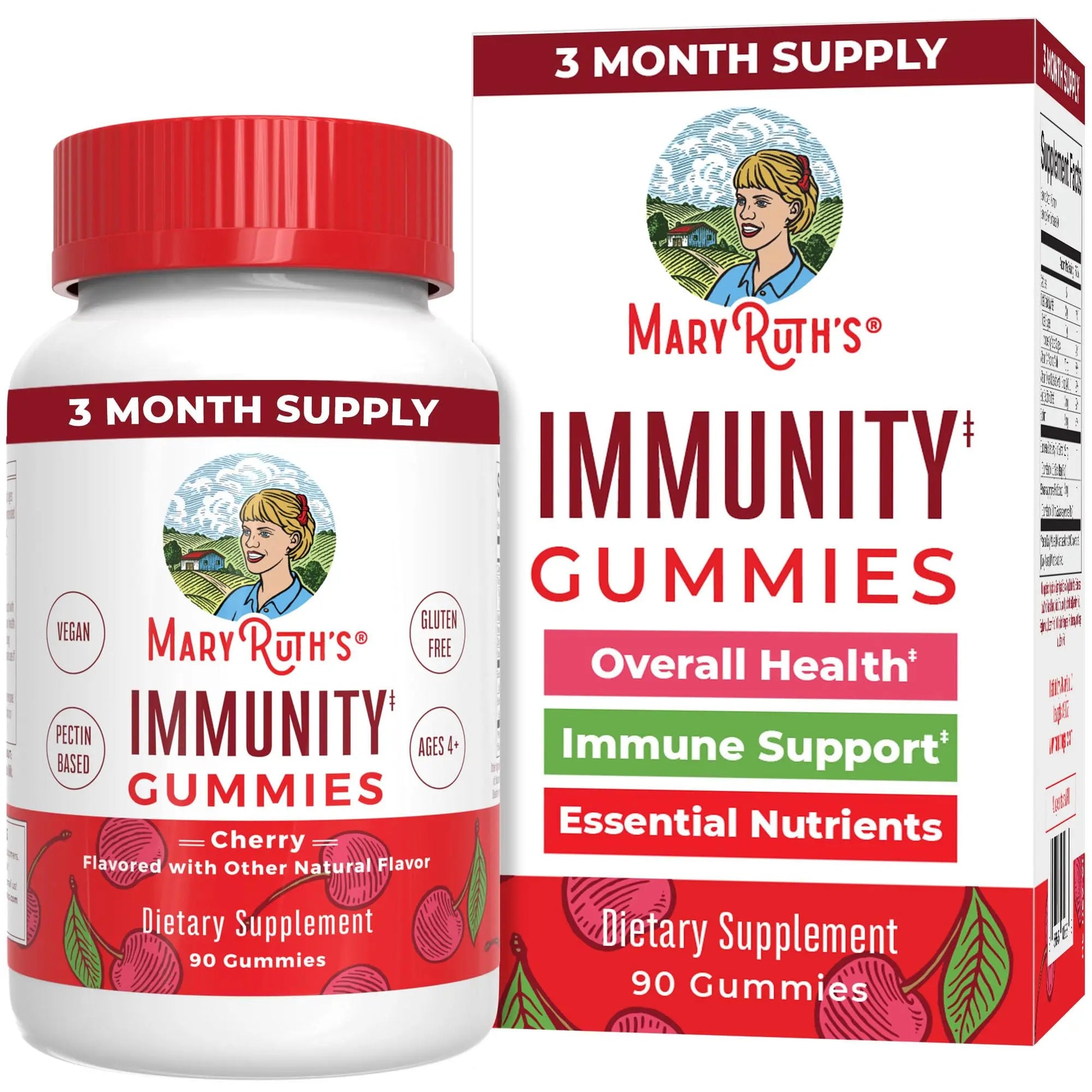 Mary Ruth's 5-1 Immunity Gummies with Elderberry for Kids & Adults | Cherry | Pectin Based | Vegan | 90 Count MARYRUTH'S Au supplements