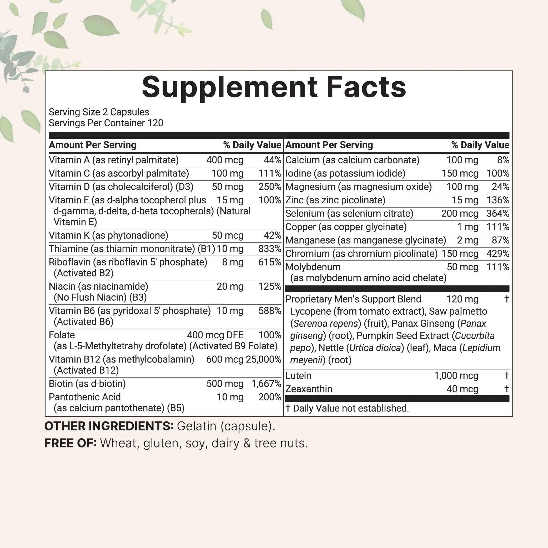 Pure Methylated Multivitamin for Men, 240 Capsules | 30 Key Nutrients with Vitamin C, D, E, B Complex + Methylfolate Micro Ingredients Au supplements