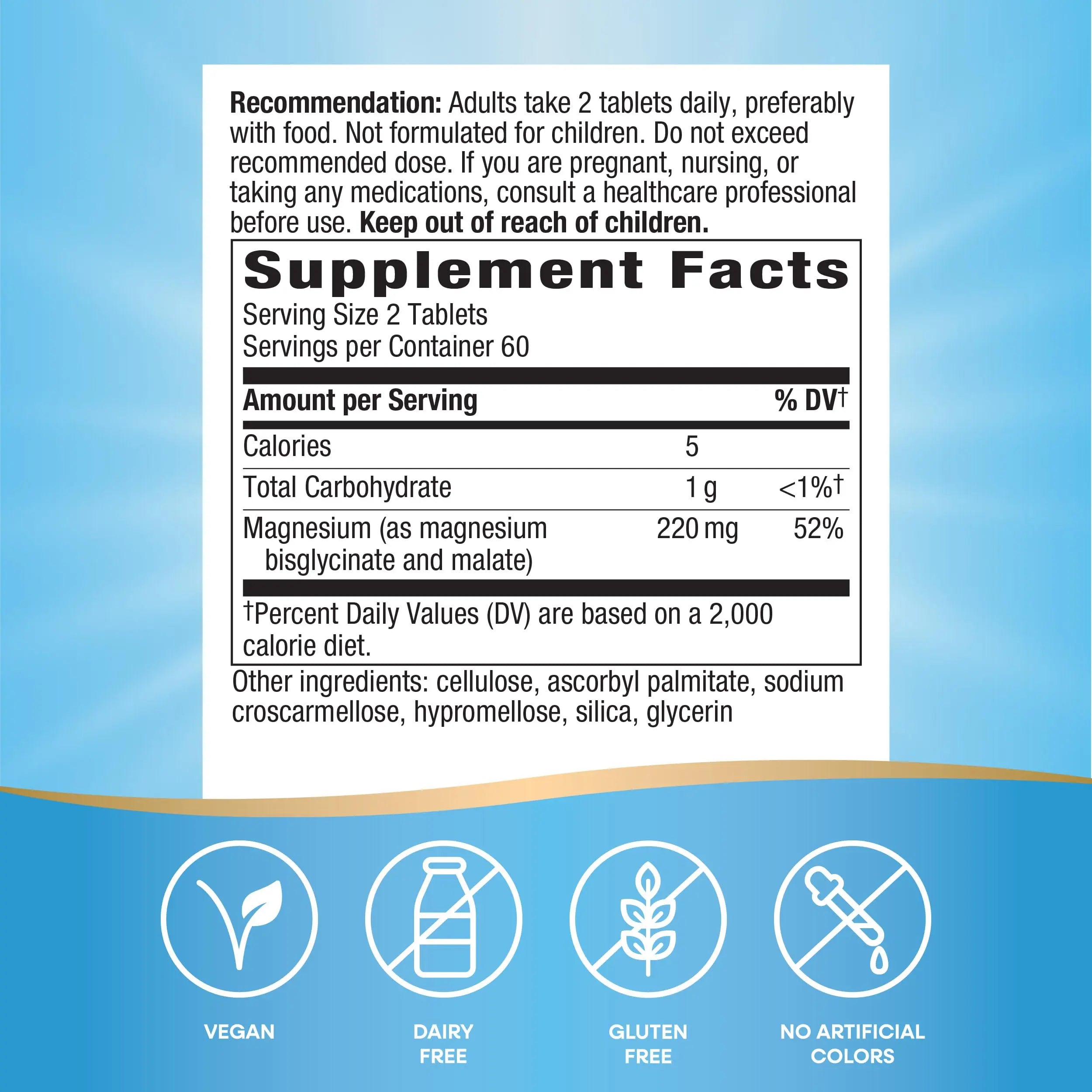 Nature's Way Magnesium Glycinate Complex, Supports Heart, Muscle, Nerve Function*, Highly Absorbable, 220 mg per 2-Tablet Serving, No Gluten, Vegan, 120 Tablets Nature's Way Au supplements
