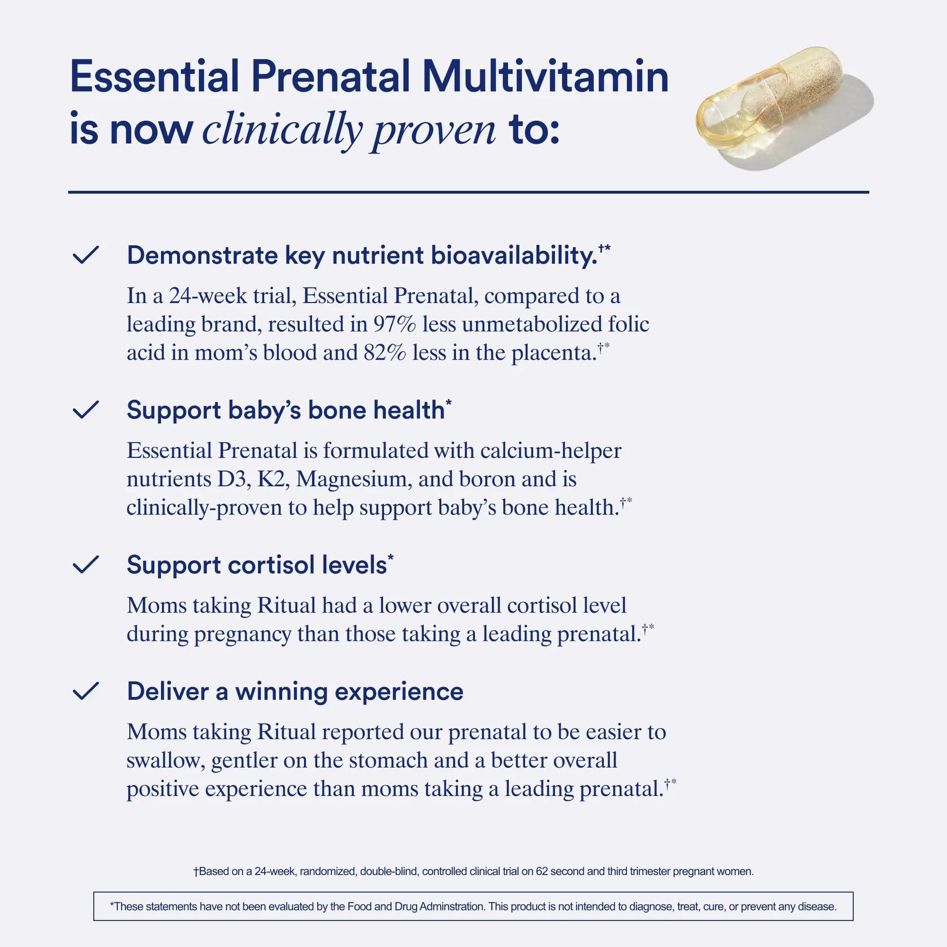 Ritual Essential for Women Prenatal Multivitamin: Folate & Choline for Neural Tube Support, Omega-3 DHA for Fetal Brain Development, Iron, Calcium-Helper D3 & K2, Non-GMO, Vegan, Citrus, 30 Days Ritual Au supplements