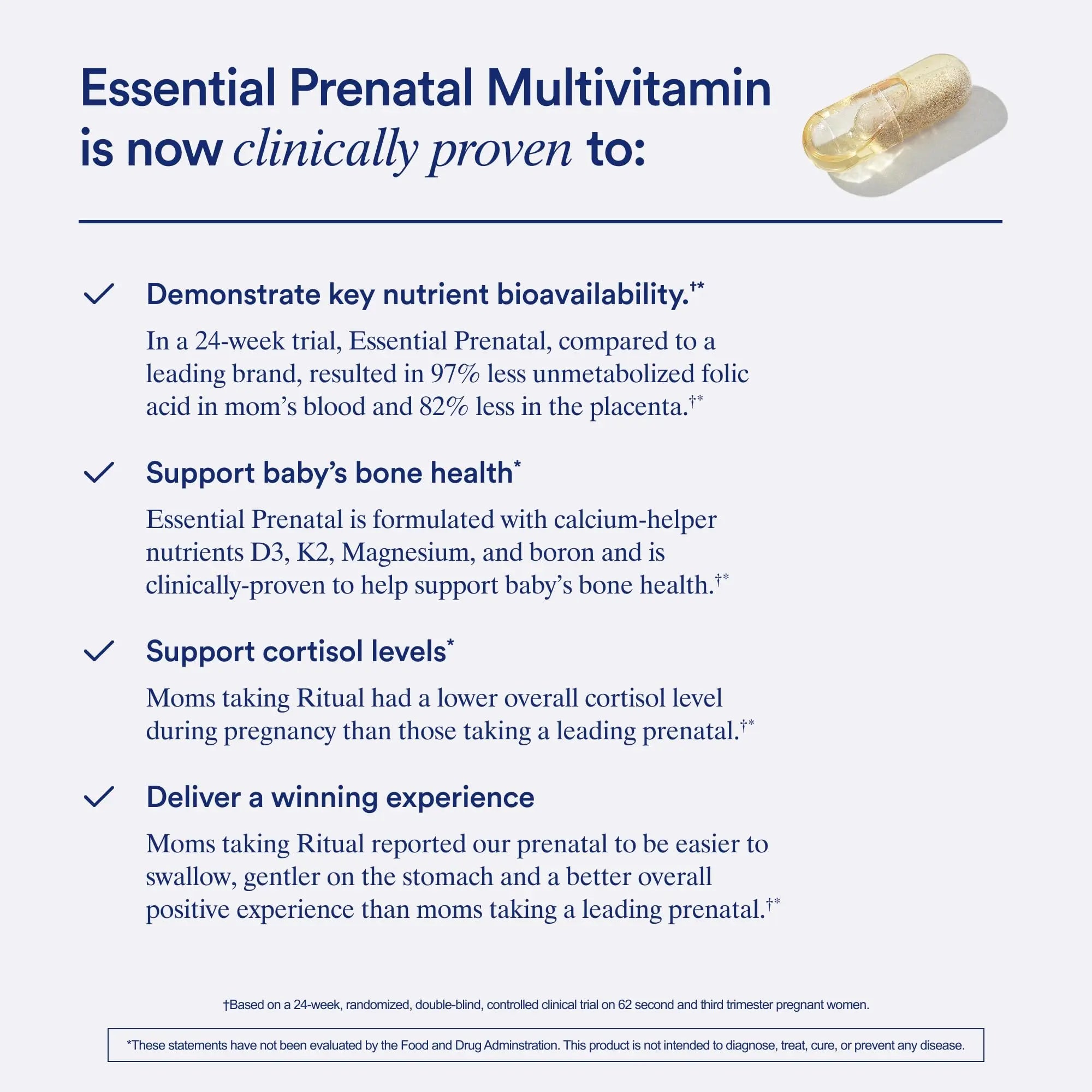 Ritual Essential for Women Prenatal Multivitamin: Folate & Choline for Neural Tube Support, Omega-3 DHA for Fetal Brain Development, Iron, Calcium-Helper D3 & K2, Non-GMO, Vegan, Citrus, 30 Days Ritual Au supplements