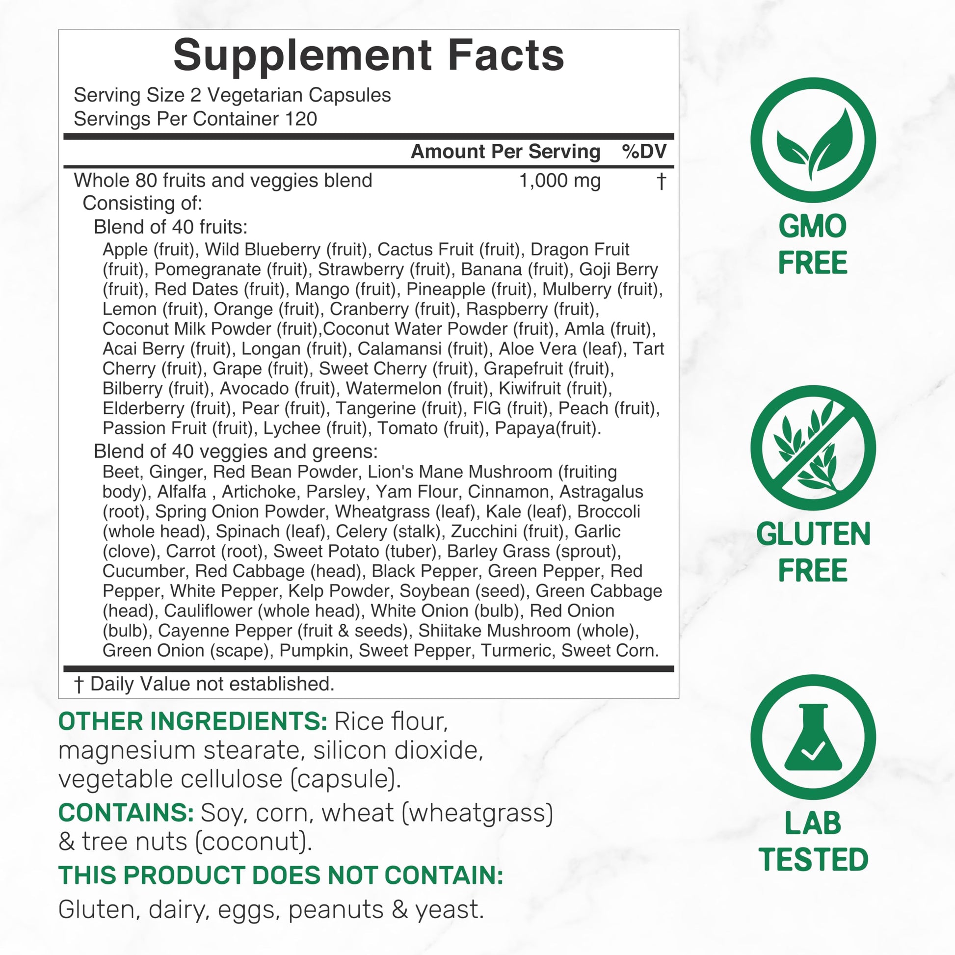Nature’s Fruits & Veggies Supplement, 240 Veggie Capsules – 80 Whole Food Superfoods for Daily Balance – 40 Fruits with 40 Vegetables and Greens – Non-GMO, Gluten Free DEAL SUPPLEMENT Au supplements