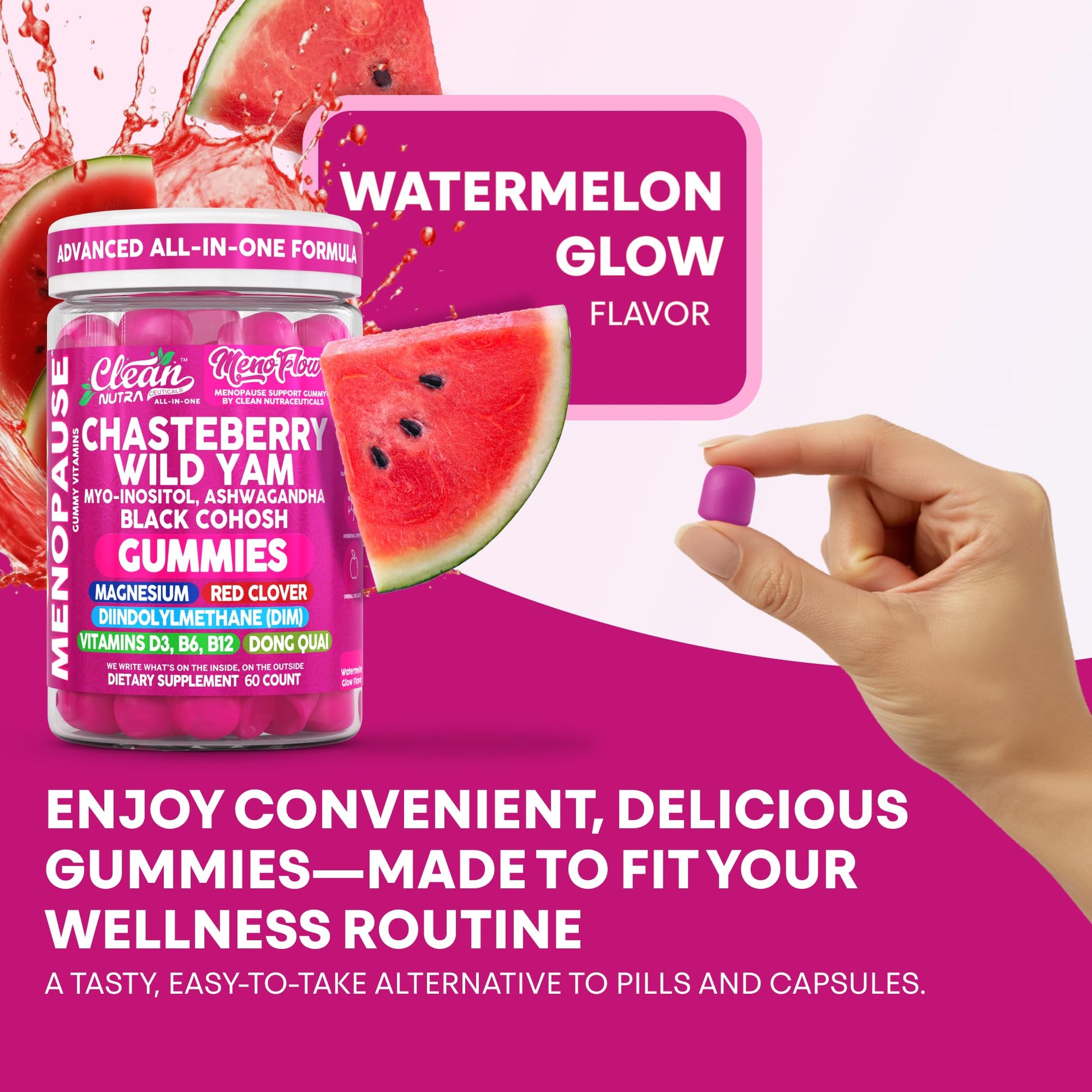 Clean Nutra Menopause Supplements for Women Chastberry Wild Yam Gummies Inositol Black Cohosh Magnesium Red Clover DIM Supplement B6 Magnesium Glycinate Glycine Vitex Hormone Balance Gummy Vitamins Clean Nutraceuticals Au supplements