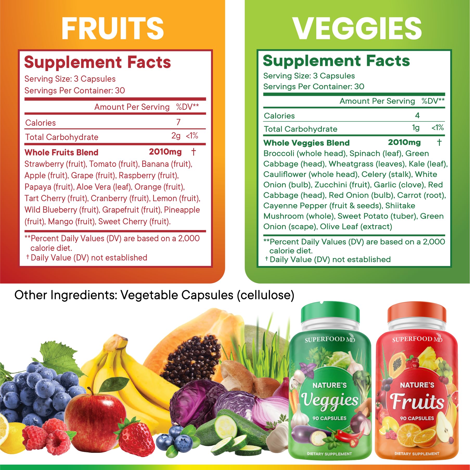 Superfood MD Fruits & Veggies Supplement - Whole Food Natural Superfoods - with Beta Carotene - Soy Free- 90 Count (Pack of 2) Superfood MD Au supplements