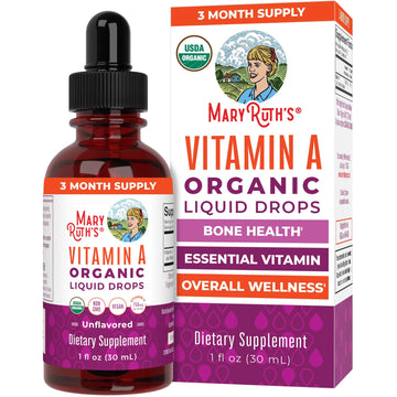MaryRuth Organics USDA Organic Vitamin A Liquid Drops | 3 Month Supply | Bone Health for Ages 14+ | Essential Vitamin | 750mcg per Serving | Sugar Free | Vegan | Non-GMO | Gluten Free | 1oz MARYRUTH'S Au supplements