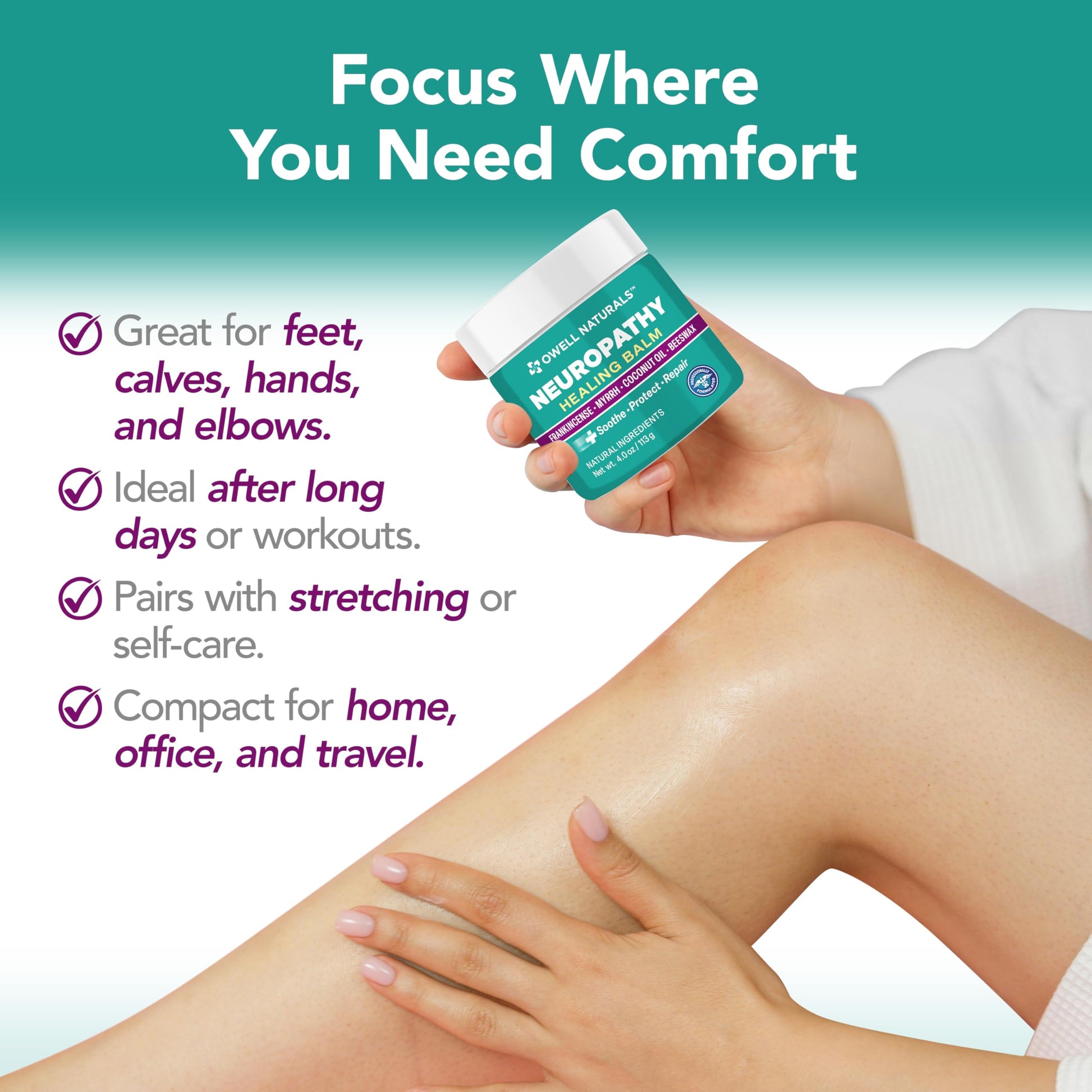 OWELL NATURALS Neuropathy Healing Balm, Fast Acting, with Frankincense, Myrrh, Coconut Oil & Beeswax, Natural Ingredients – Soothe, Protect & Repair, 4 oz (Pack of 1) Owell Naturals Au supplements