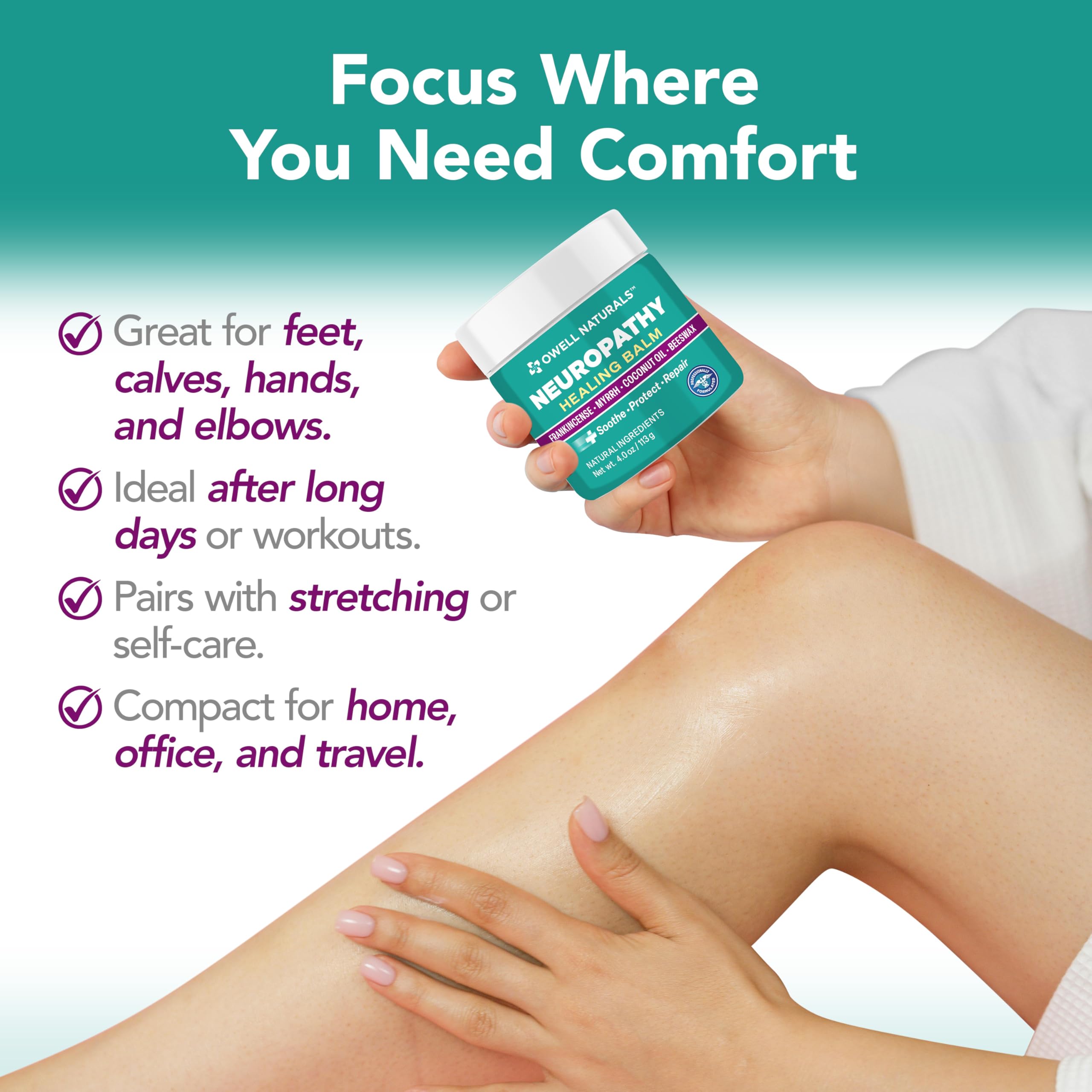 OWELL NATURALS Neuropathy Healing Balm, Fast Acting, with Frankincense, Myrrh, Coconut Oil & Beeswax, Natural Ingredients – Soothe, Protect & Repair, 4 oz (Pack of 1) Owell Naturals Au supplements
