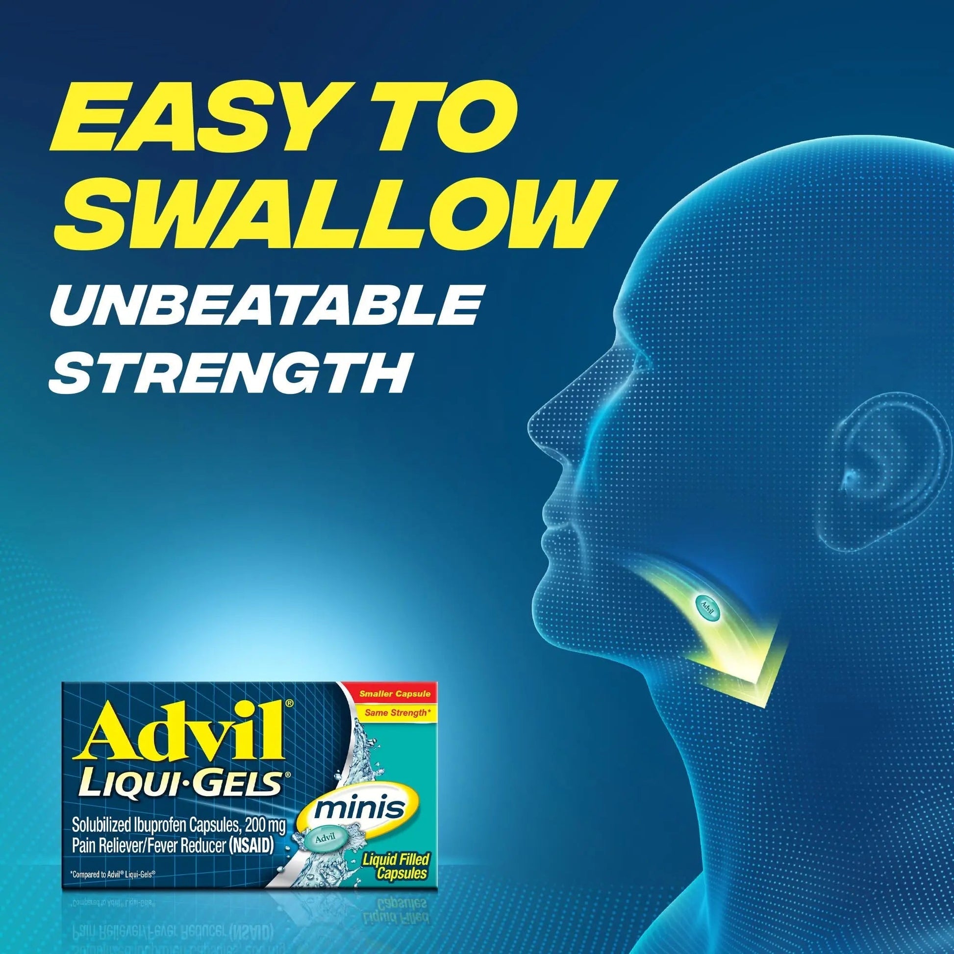 Advil Liqui-Gels minis Pain Reliever and Fever Reducer, Pain Medicine for Adults with Ibuprofen 200mg for Pain Relief - 50x2 Liquid Filled Capsules Advil Au supplements