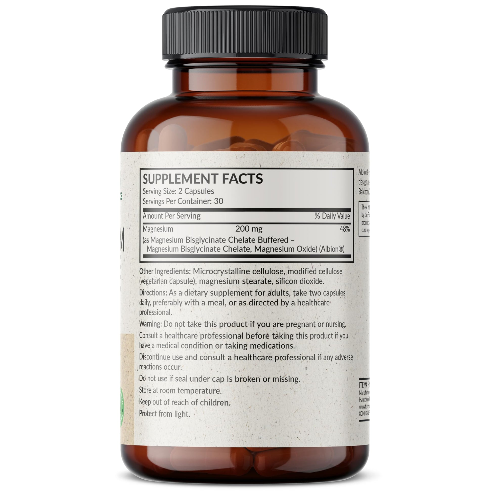 Futurebiotics Magnesium Glycinate 200 MG per Serving Chelated for High Absorption, Gentle On Stomach, Non-GMO, 60 Vegetarian Capsules Futurebiotics Au supplements