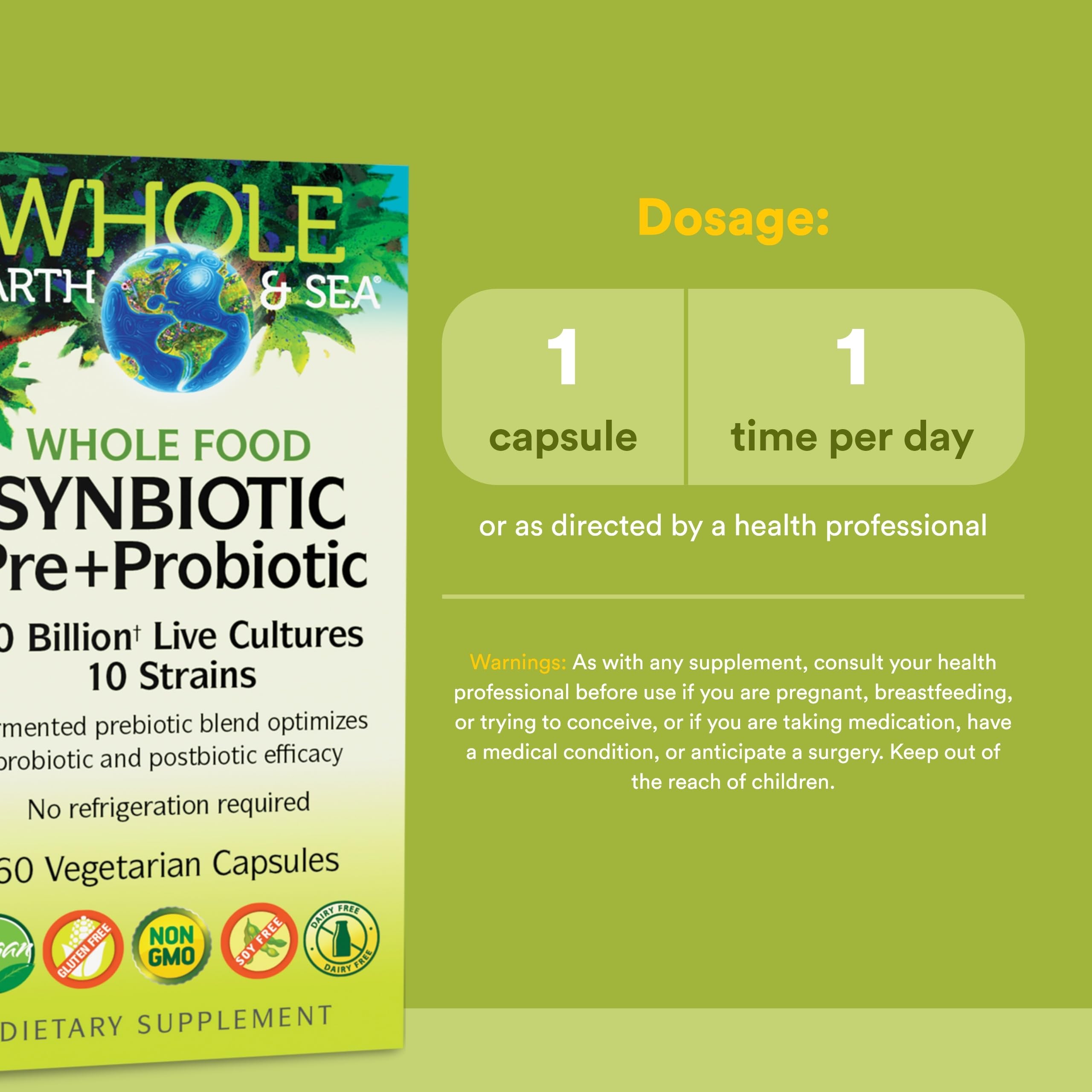 Natural Factors Whole Food Synbiotic Pre+Probiotic 10 Billion - Organic Gut & Digestive Health Supplement - Non-GMO, Gluten-Free & Dairy-Free - 60 Vegetarian Capsules (60 Servings) Natural Factors Au supplements