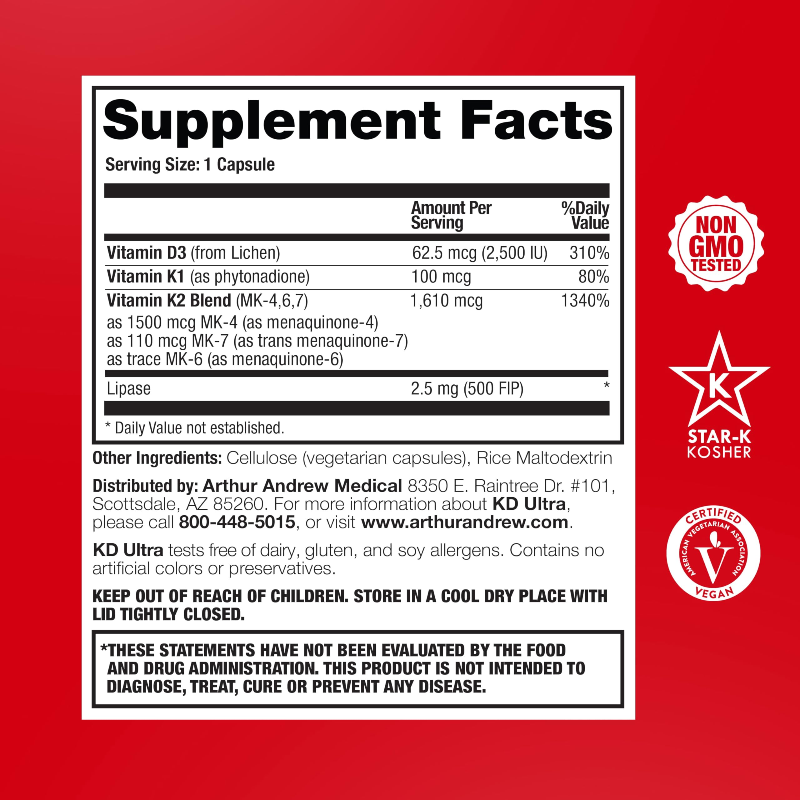 Arthur Andrew Medical, KD Ultra, Immunity, Heart and Bone Health, 90 Capsules Arthur Andrew Medical Au supplements
