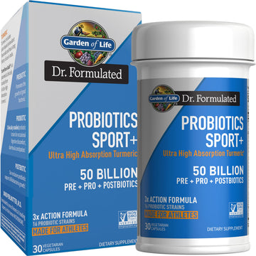 Garden of Life Dr Formulated Sport Probiotics Digestive Supplement, Organic Prebiotics for Women & Men Athletes, Clinically Studied Turmeric Curcumin, 50 Billion CFU, Gut Health, Acidophilus, 30ct Garden of Life Au supplements