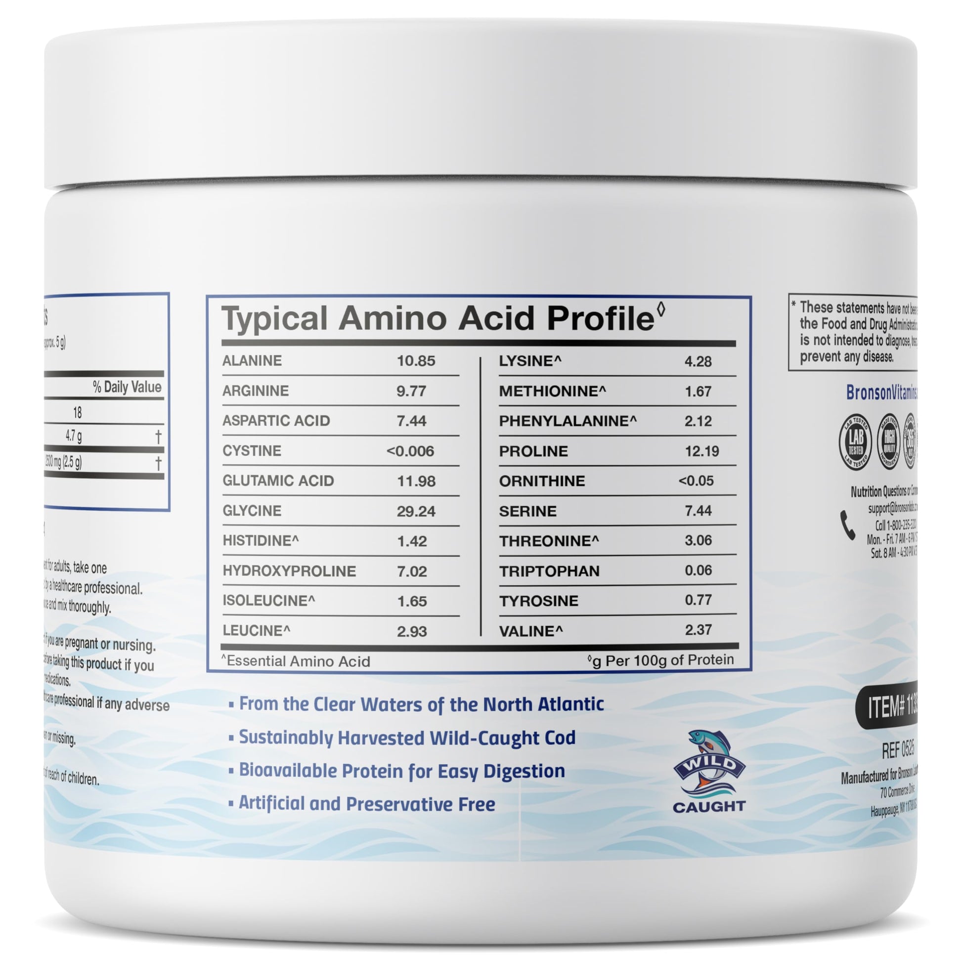 Bronson Marine Collagen Peptides Hydrolyzed Protein Powder 100% Wild Caught Nordic Cod Verified Sustainable Source for Joints Skin Hair Nails & Bones 150g (5.29oz) Bronson Au supplements