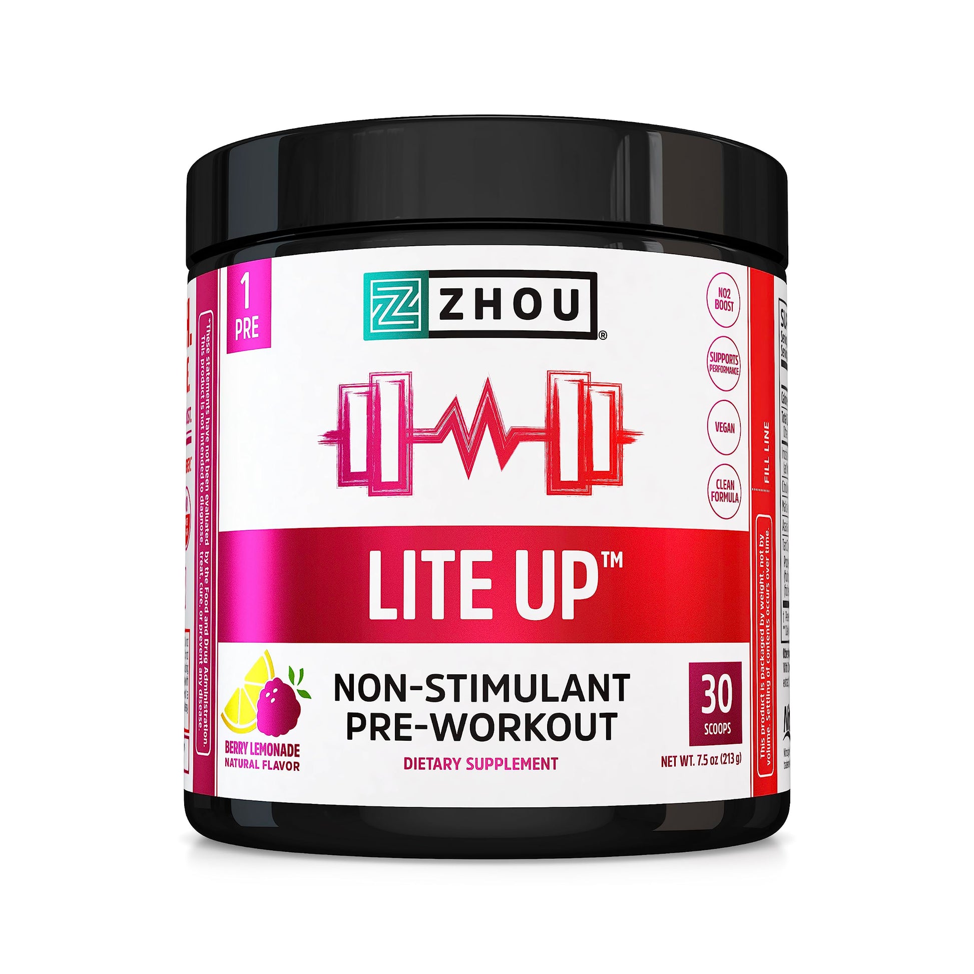 Zhou Nutrition Lite Up, Non-Stimulant Pre Workout Powder, Caffeine Free Nitric Oxide Zhou Nutrition Au supplements