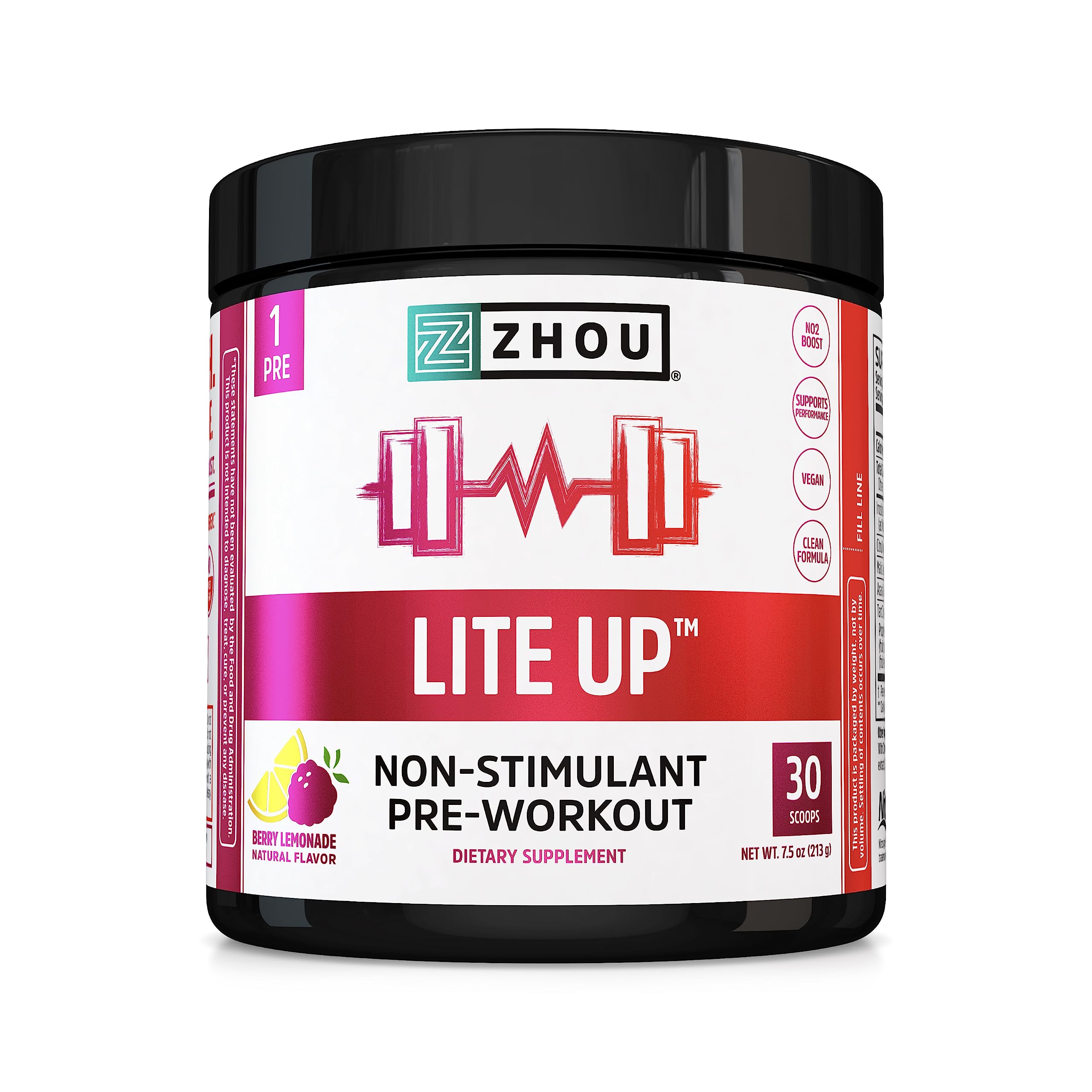 Zhou Nutrition Lite Up, Non-Stimulant Pre Workout Powder, Caffeine Free Nitric Oxide Zhou Nutrition Au supplements